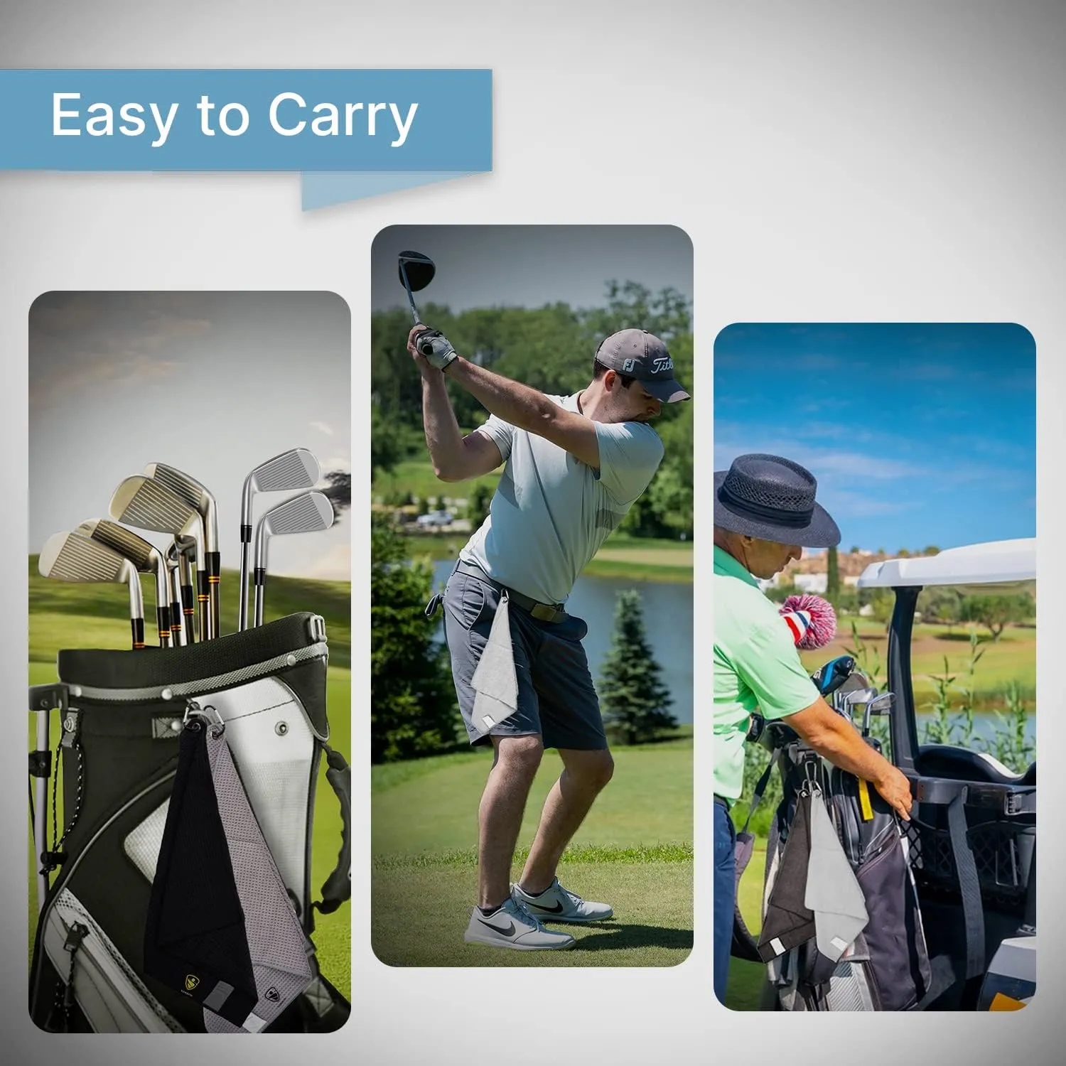 Embroidered Waffle Golf Towels with Carabiner Clip 7