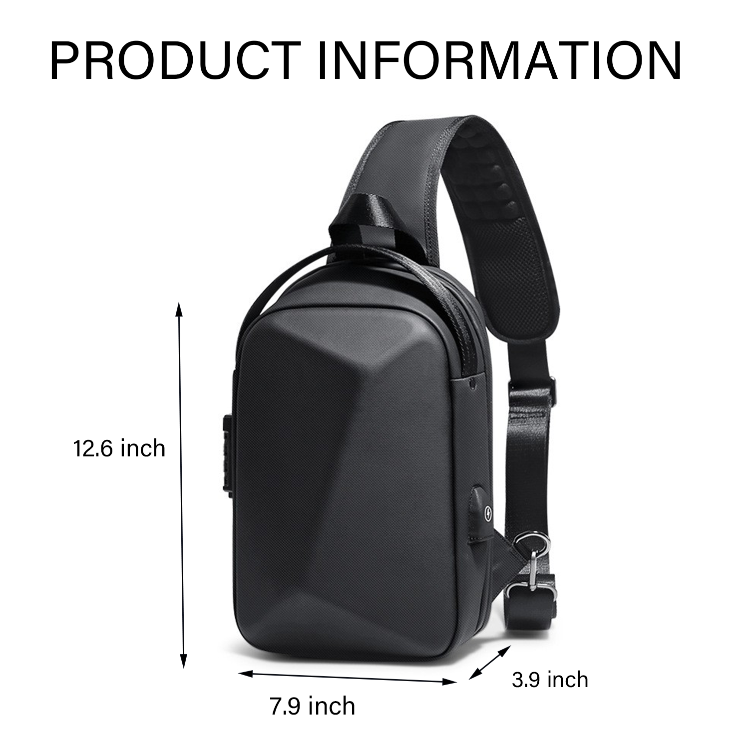 Anti Theft Hard Shell Crossbody Sling Bag with USB Port 3