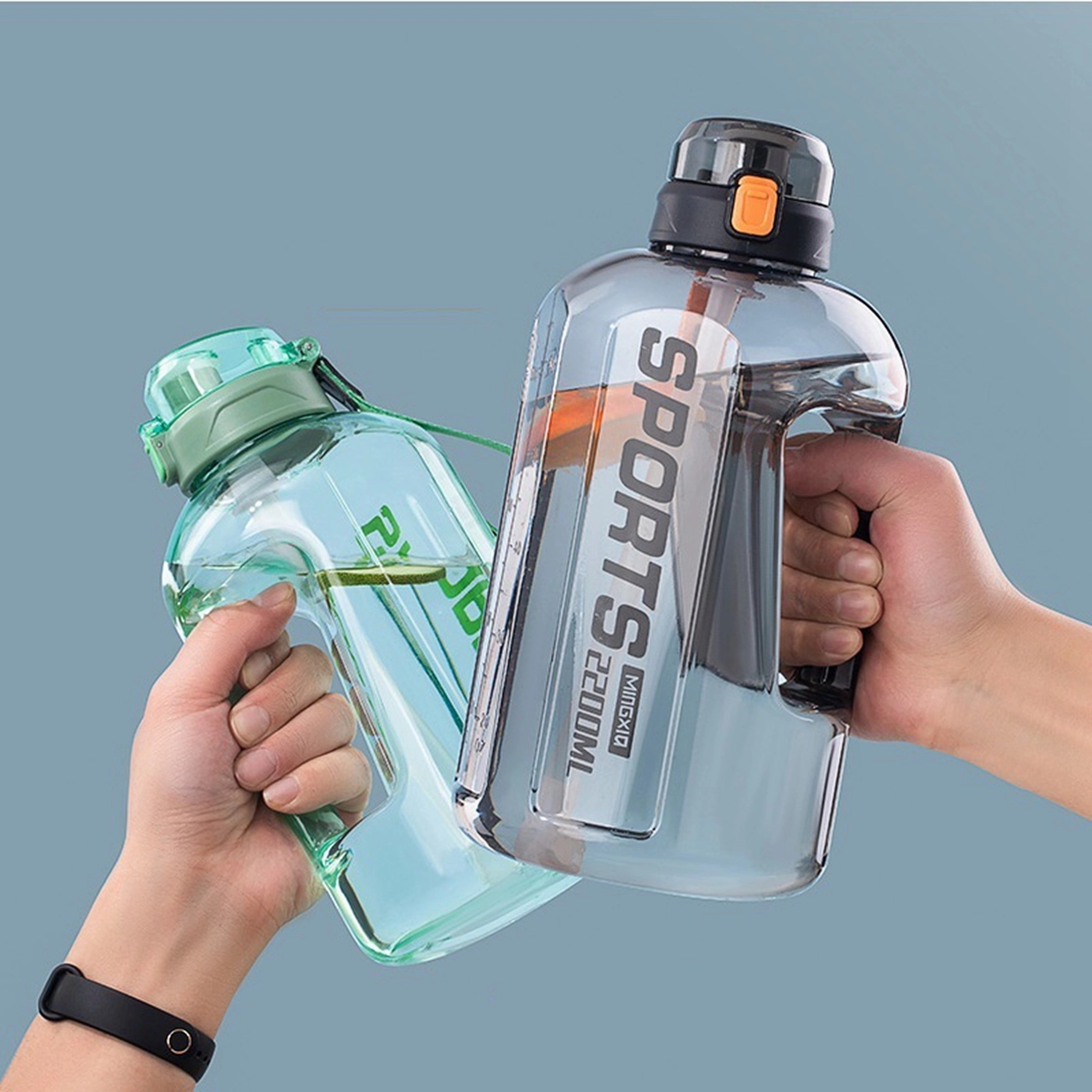 Large Capacity Plastic Sport Water Bottle with Straw Lid 6