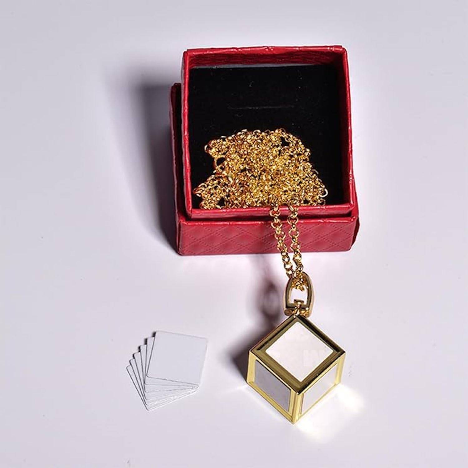 Blank Metal Jewelry Dice Square Pendant Necklace 6
