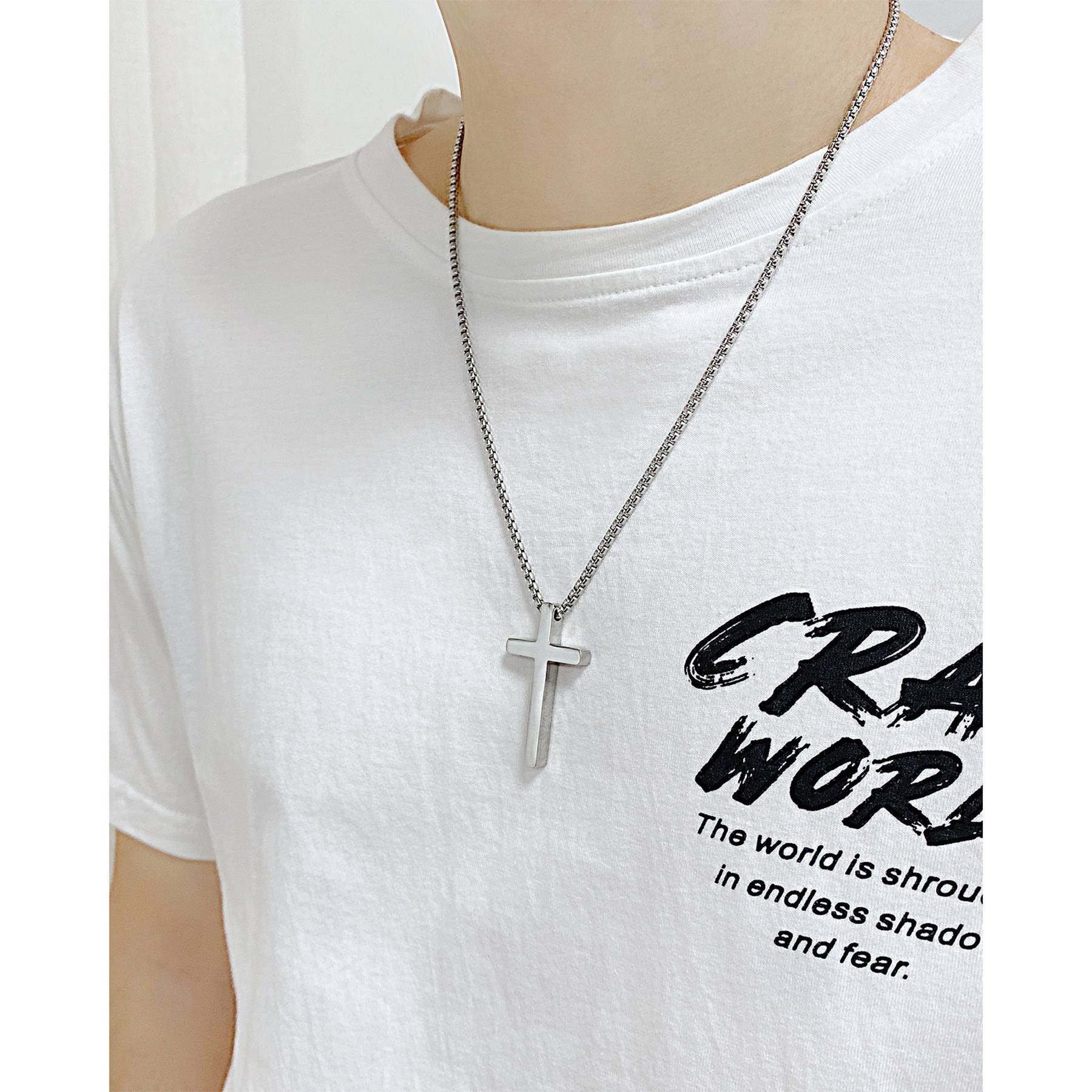 Stainless Steel Simple Statement Cross Necklace 2