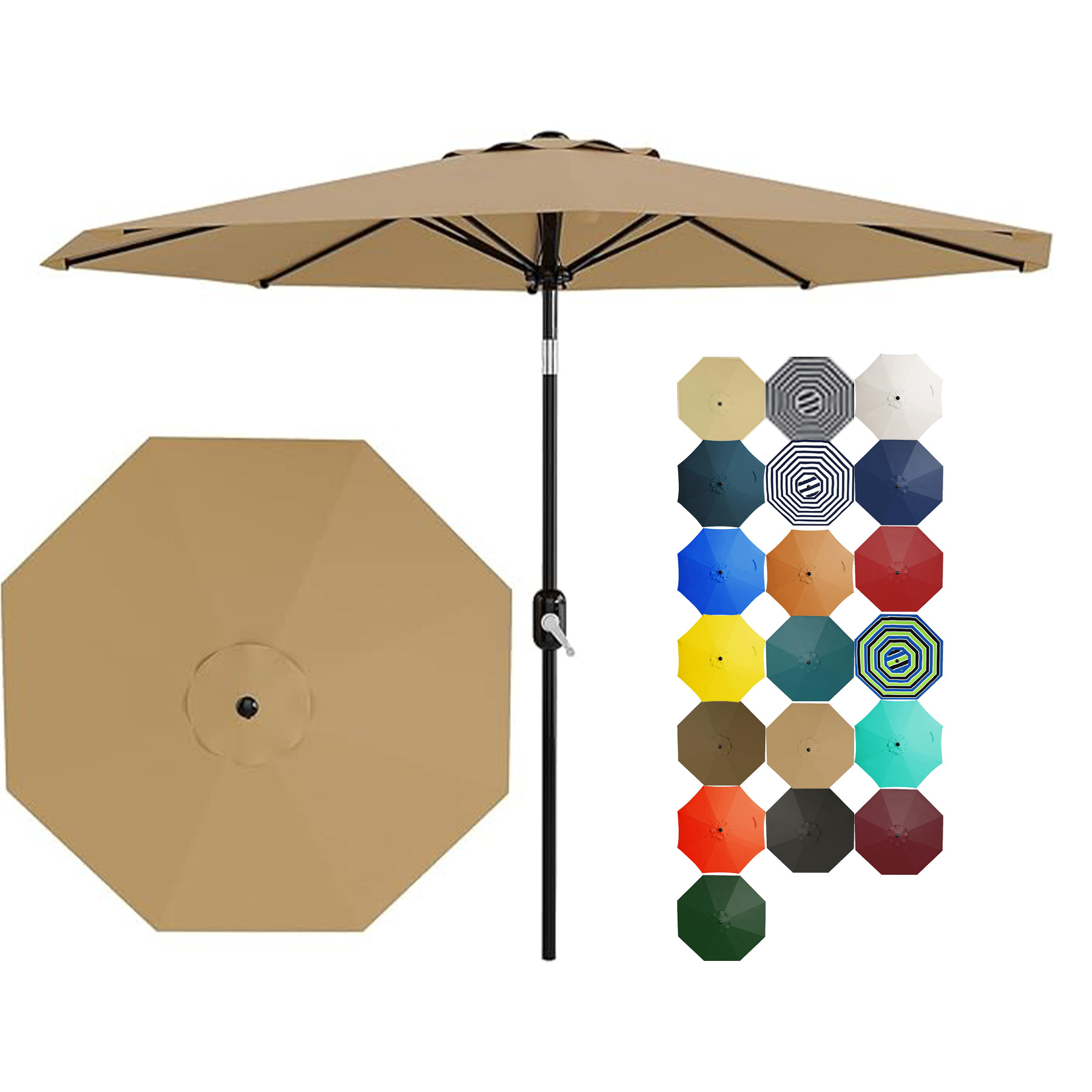 Crank Lift Button Tilt Outdoor Table Umbrella 3