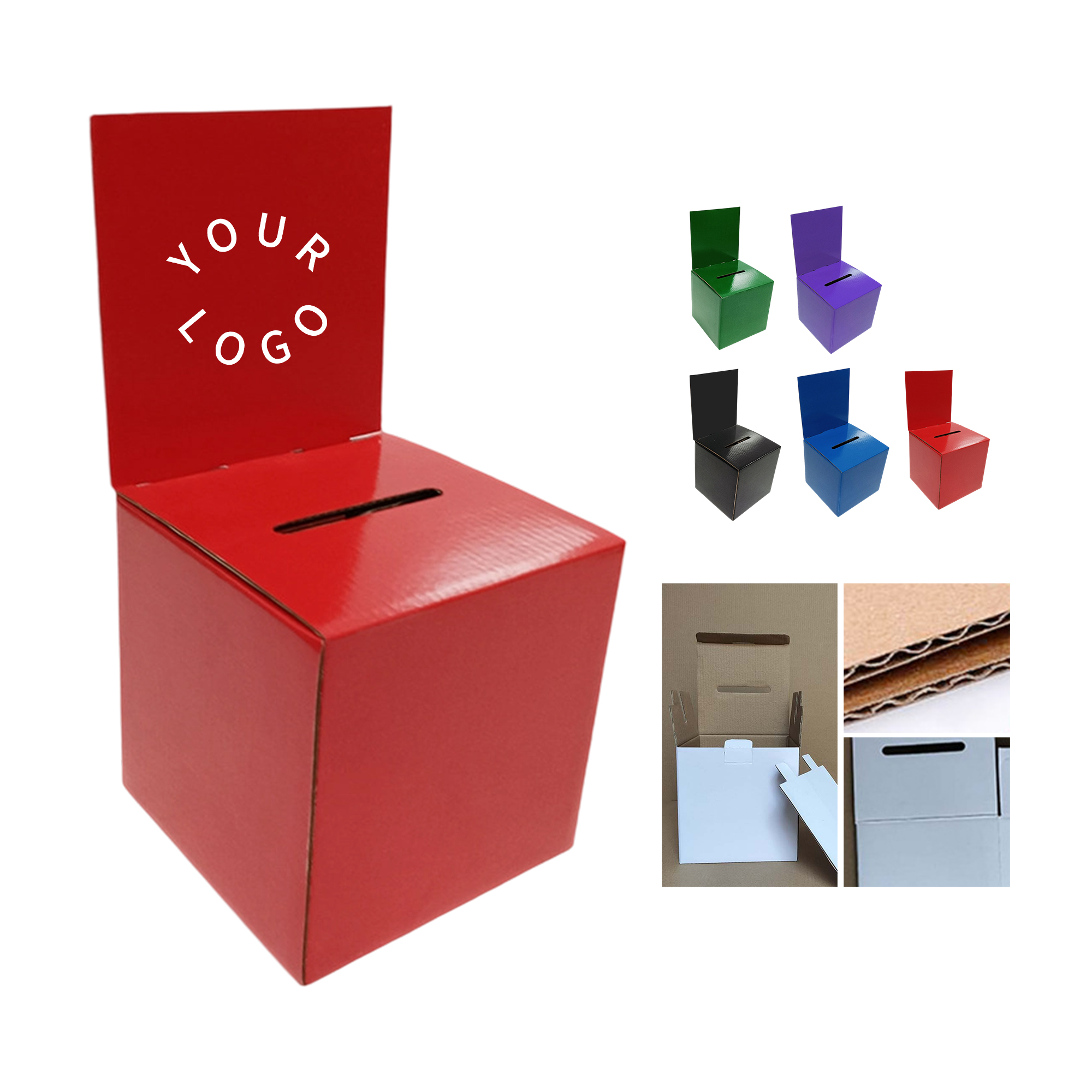 Corrugated Paper Ballot Box 6x6x6" With Title Board 9