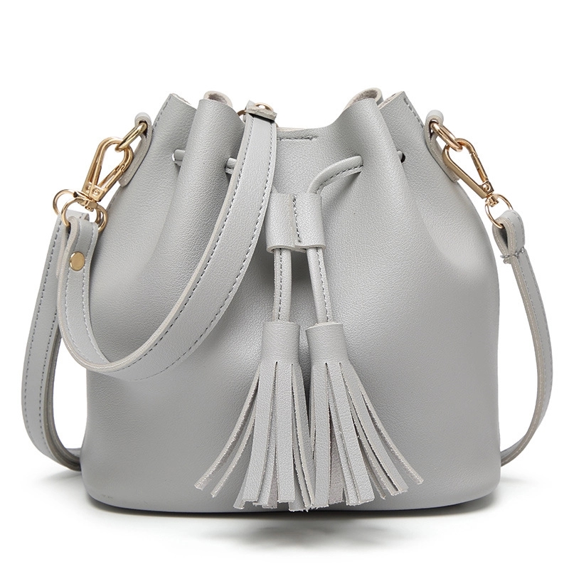 Leather tote bucket bag for women, custom tote bag with logo imprint 2