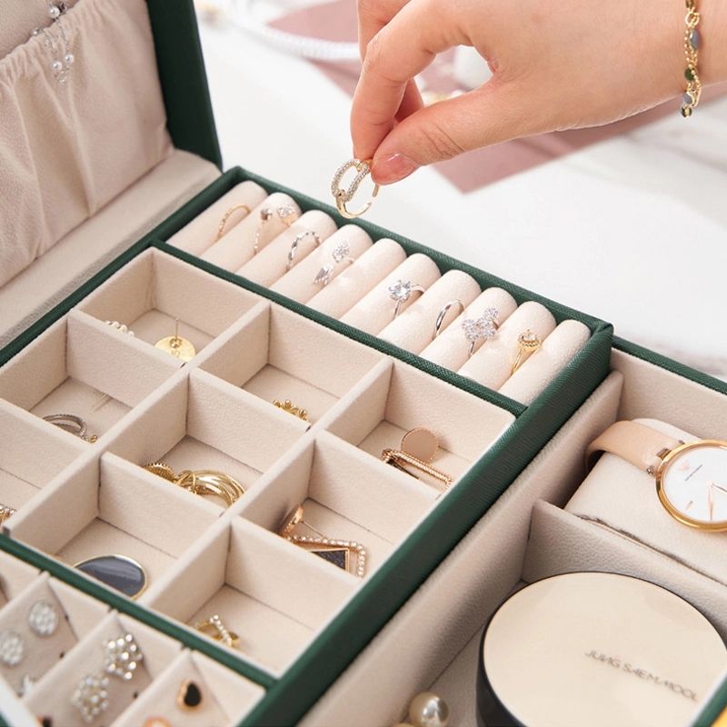 Custom 2-Layer Jewelry Organizer Box with Mirror & Lock 7