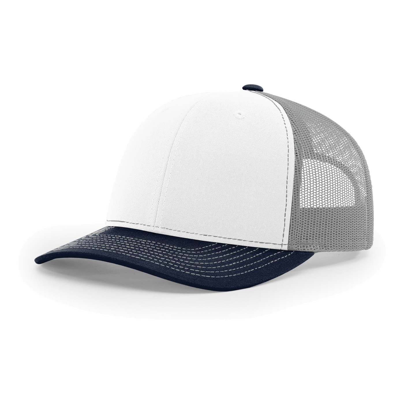 Richardson 112 6-Panel Snapback Trucker Hat w/Leatherette Adhesive Patches or Embroidery 127