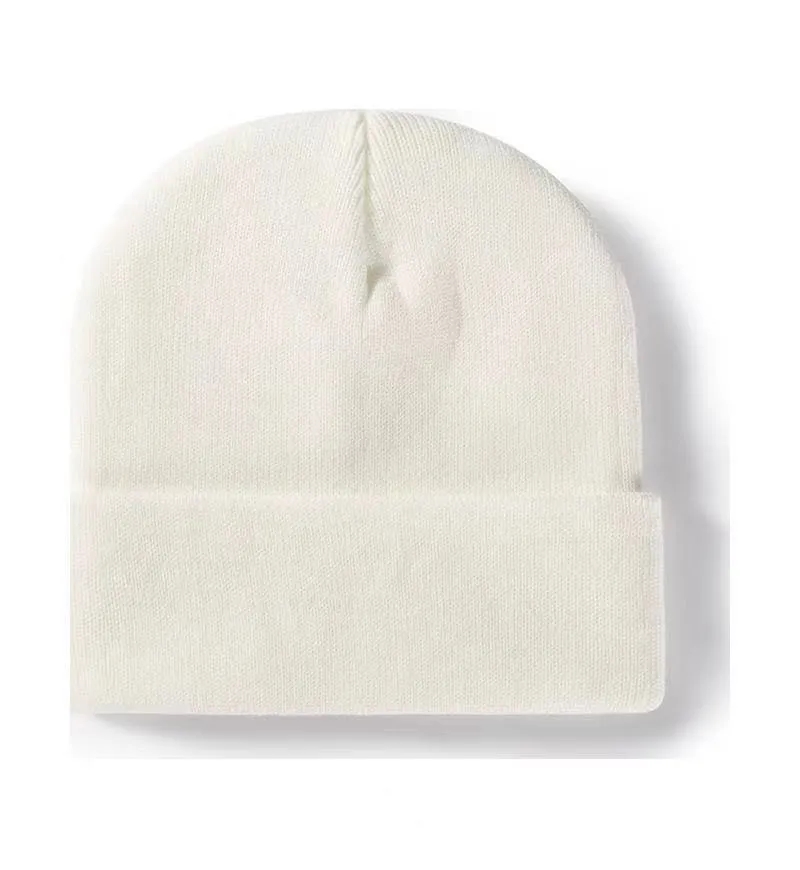 Knit Beanie with cuff caps Embroidered 7