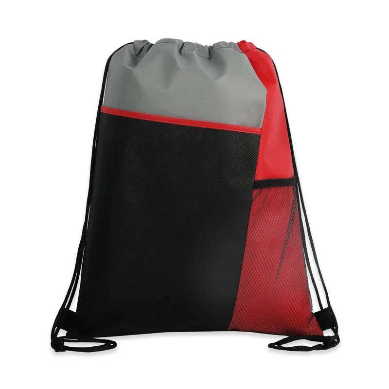Tri-Colored Mesh Pocket Drawstring Backpack 2