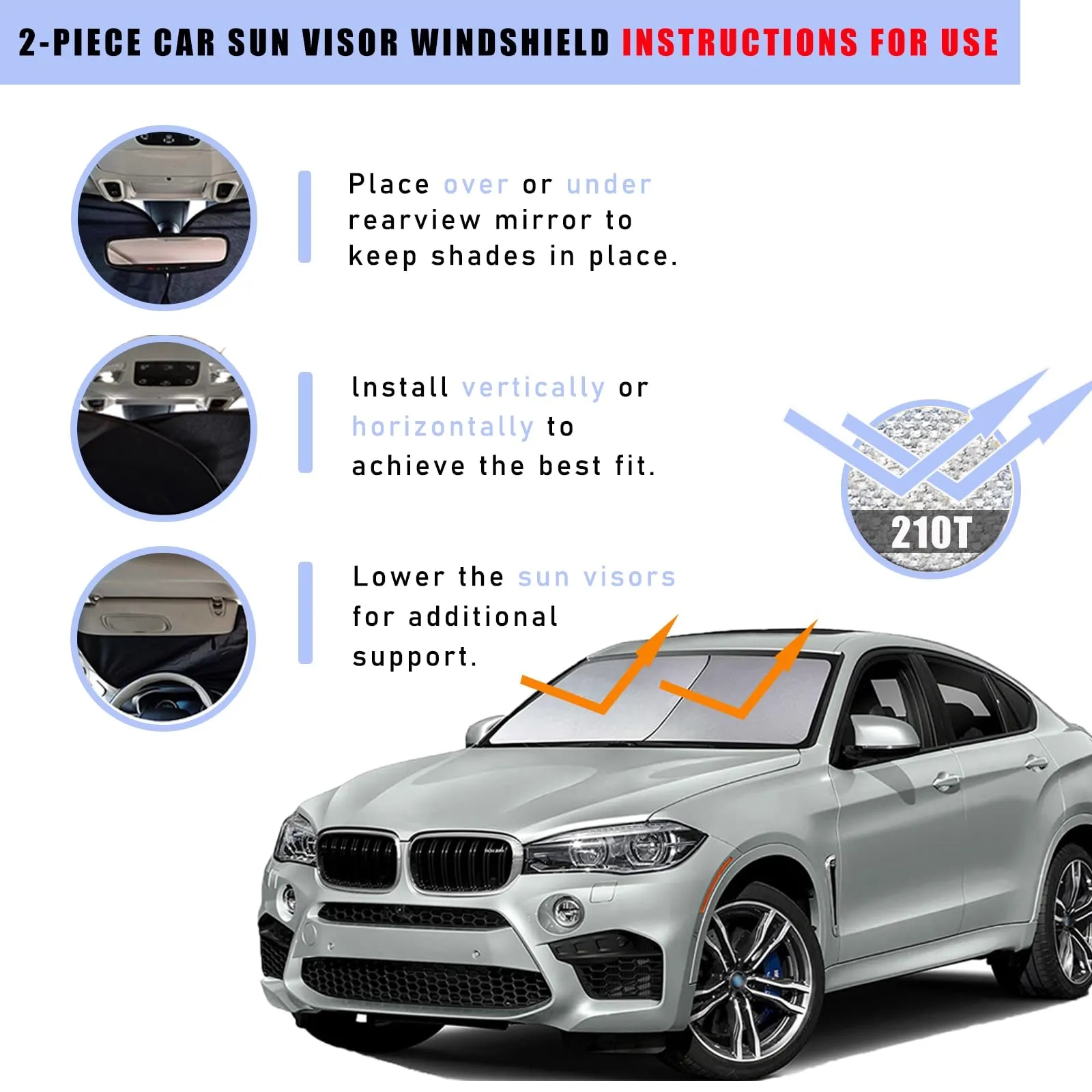 2 PC Auto Windshield Sun Shade 2