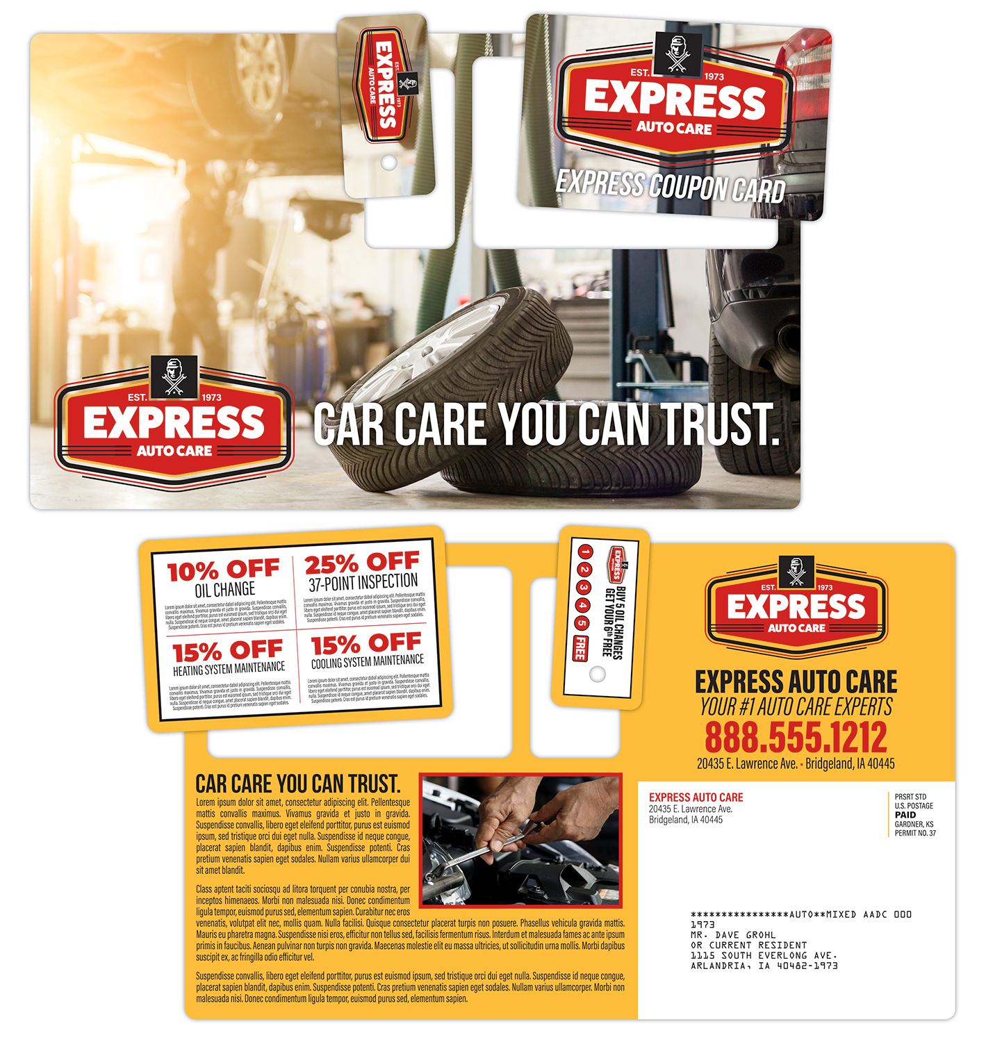 Laminated Die-Cut Postcard (8.5x5.25) w/Detachable Wallet Card (3.375x2.125) and One Key Tag (1x2) 1