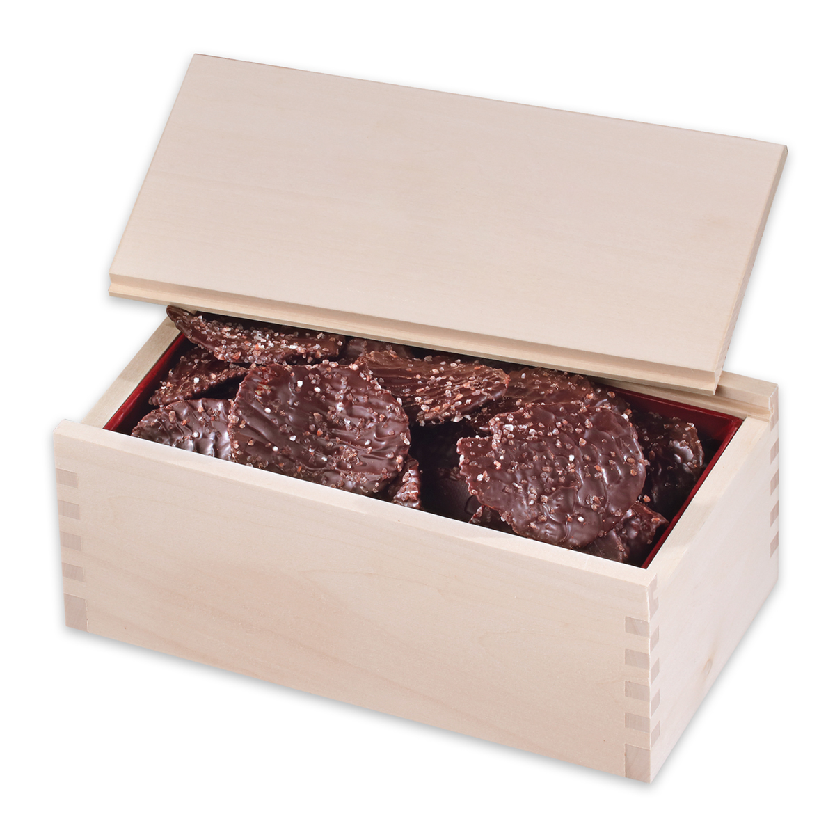 Chocolate Sea Salt Potato Chips in Wooden Collector's Box 2