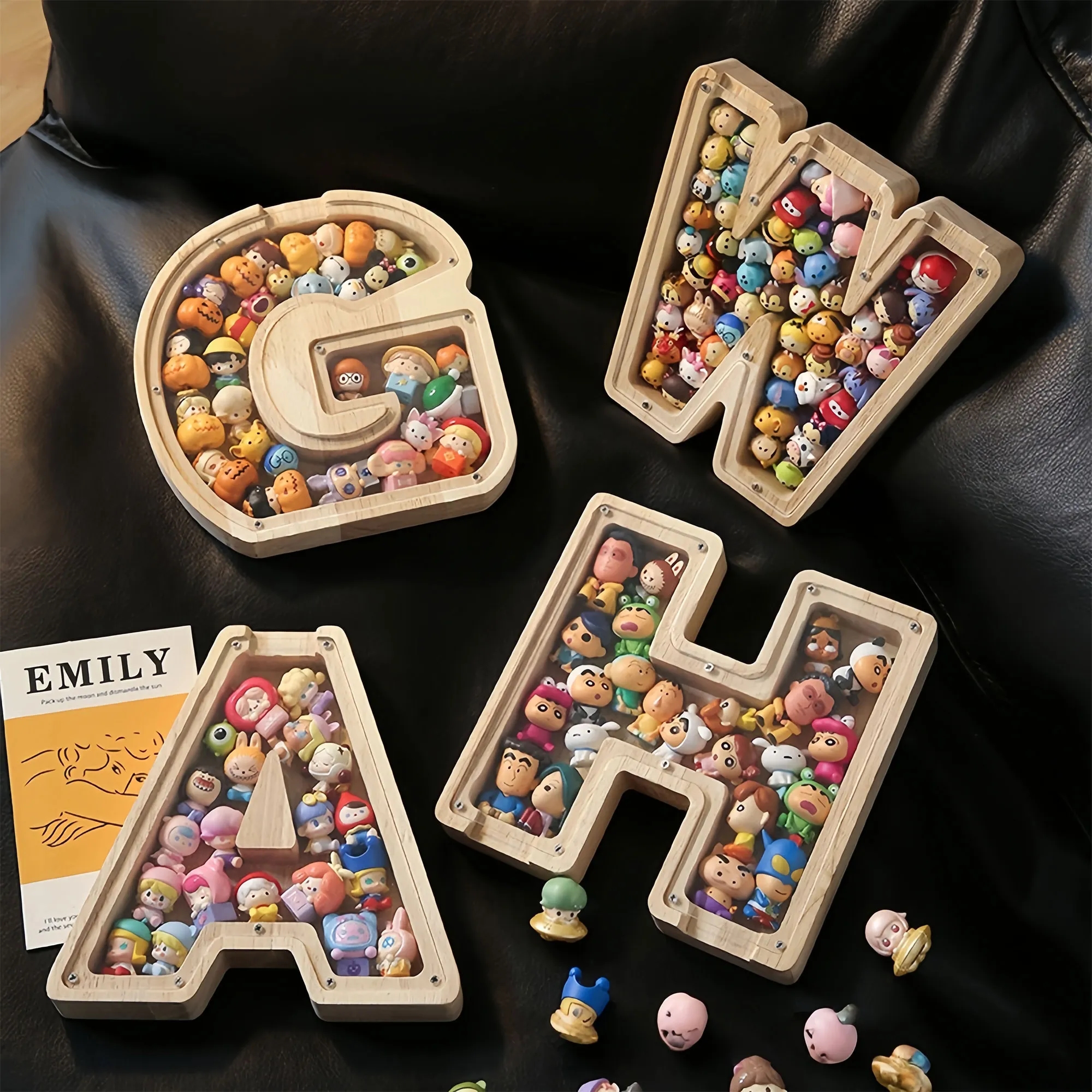 Wooden 26-Alphabet Coin Box Kids Toy Organizer 6
