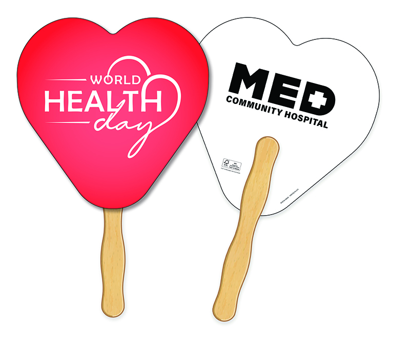 HAND FANS - Full Color, Heart Shaped Hand Fan 2