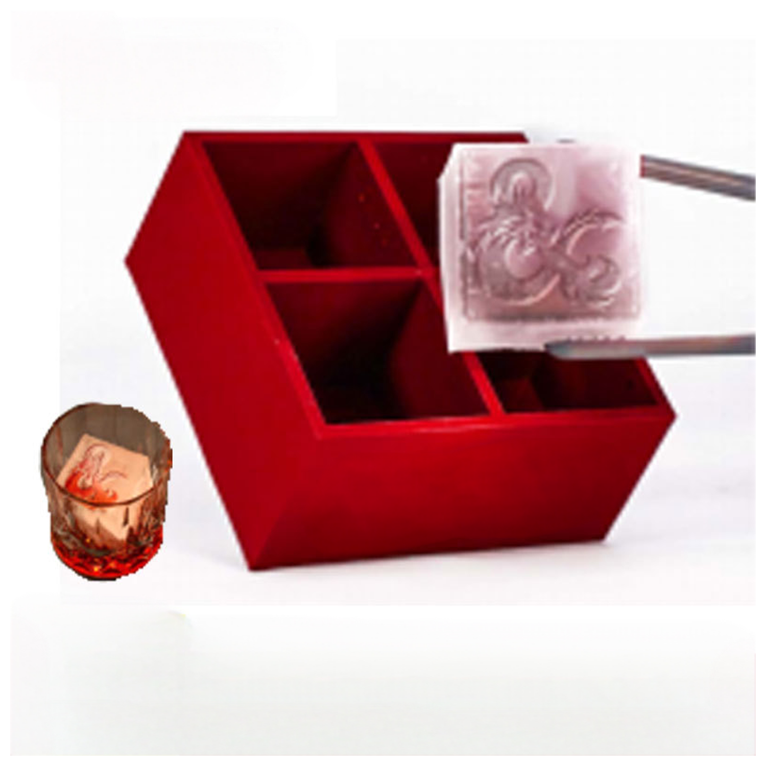 Custom square four holes embossed Whiskey Ball Ice Mold 2