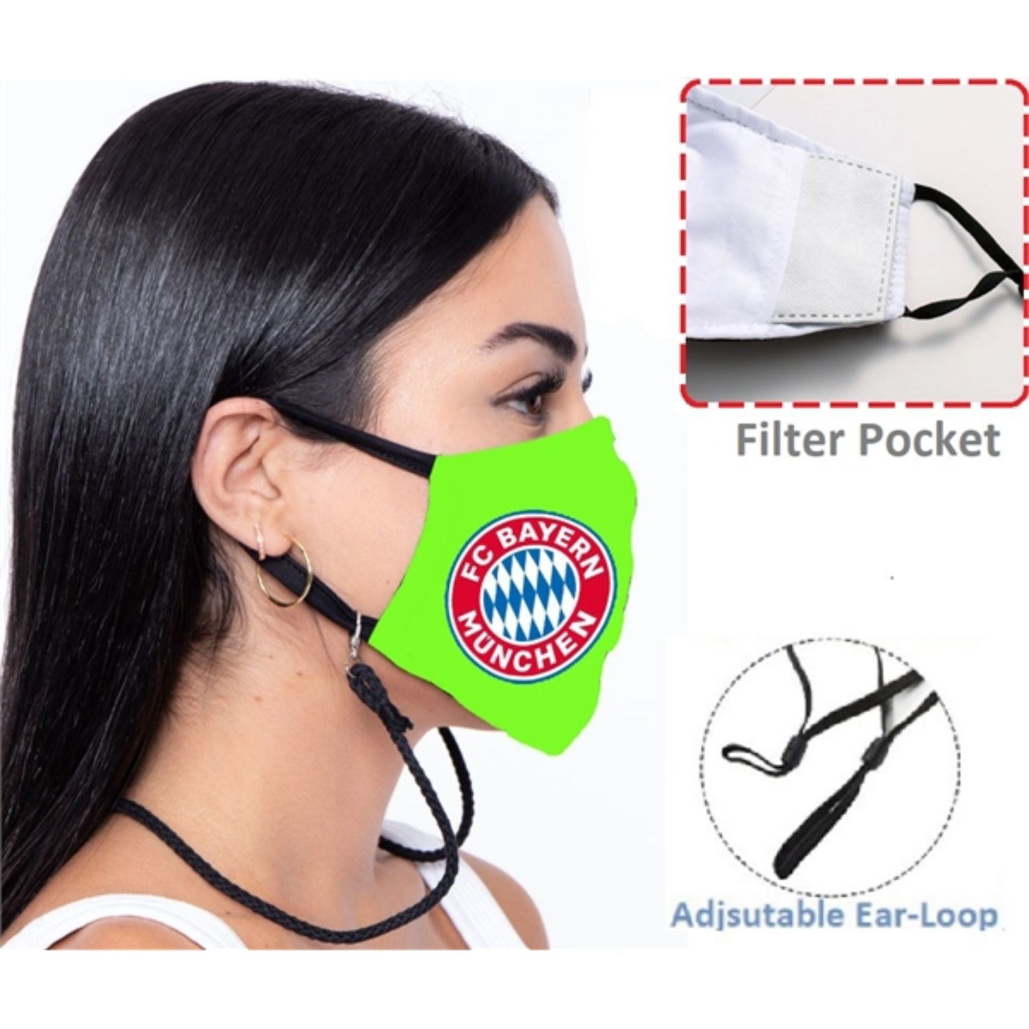 3-Layer Lanyard Face Mask w/ Full Color Imprint Adjustable 4