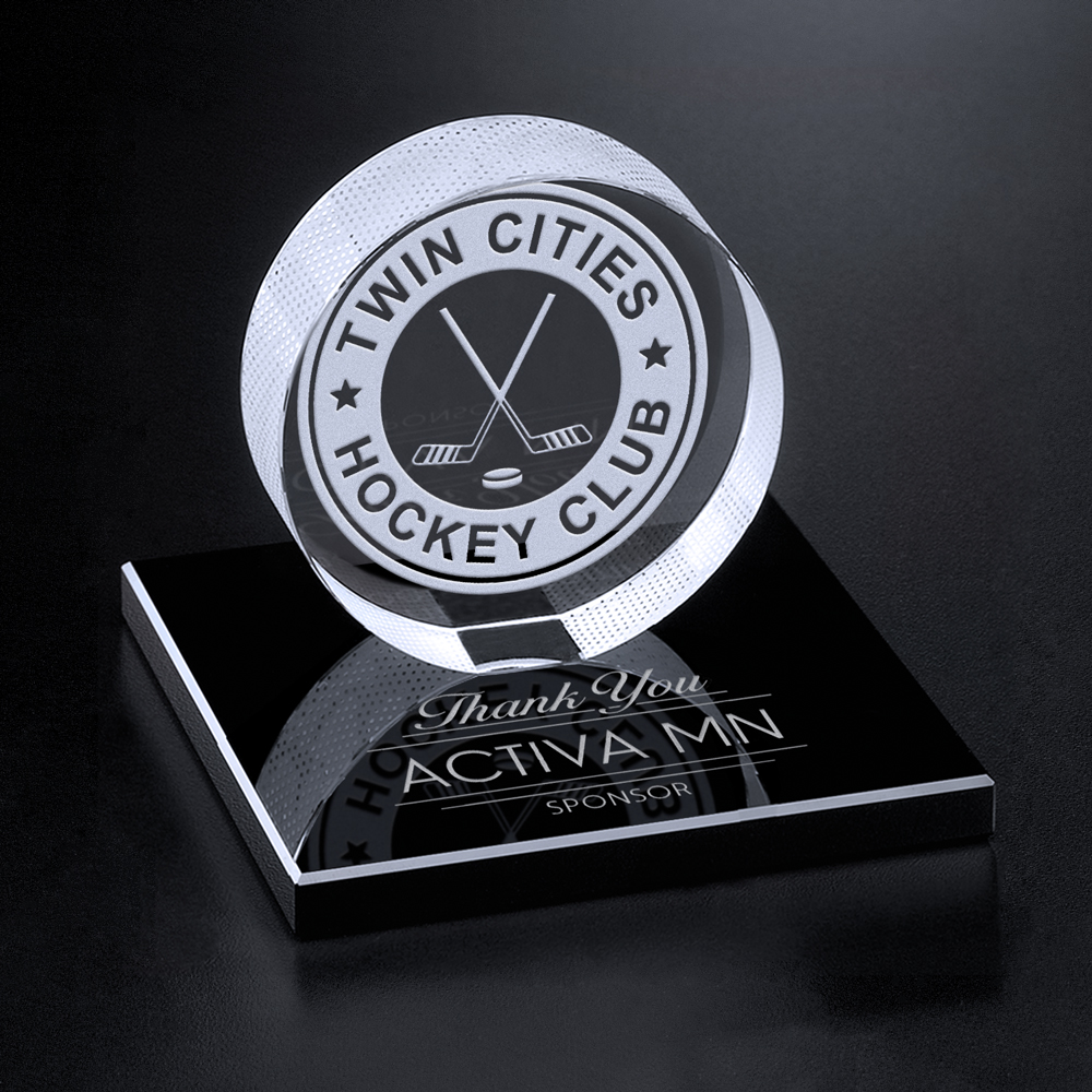 Hockey Puck on Black Glass Base 3