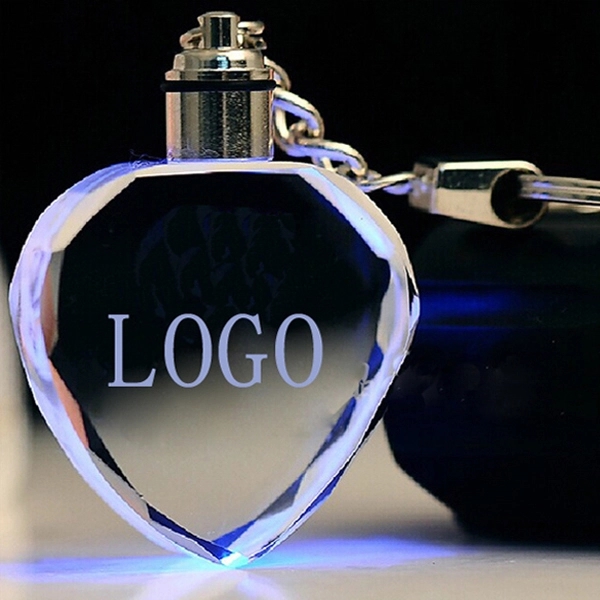 Heart-Shaped Crystal Keychain With LED Light 2