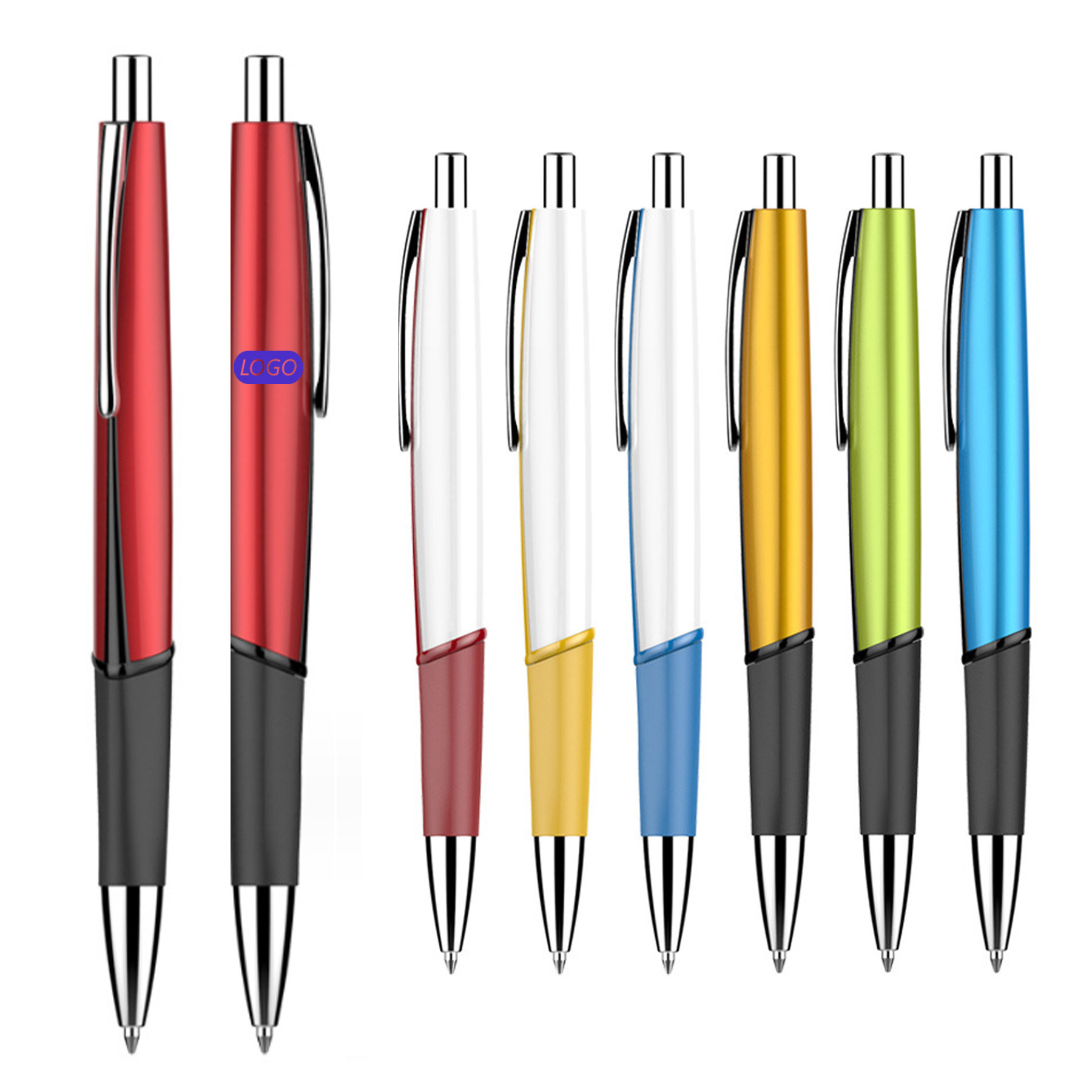 Plastic Triangle Click Pen With Grip 2