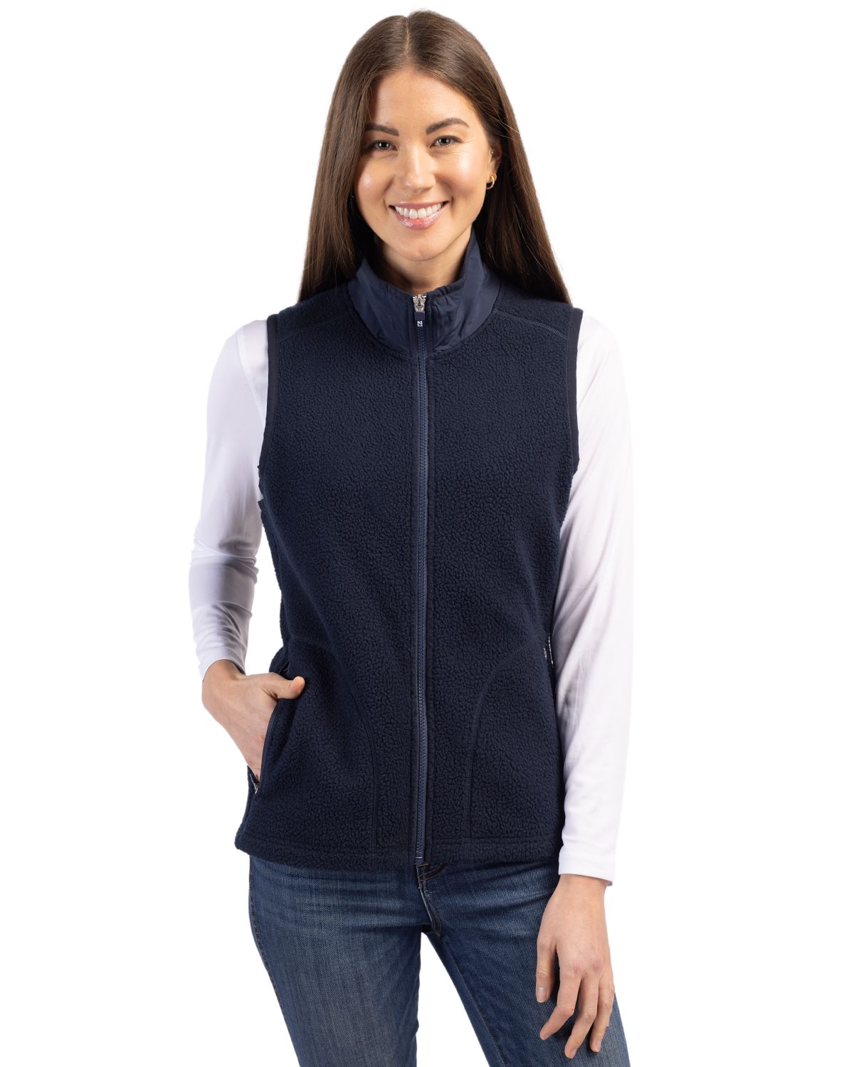 Cutter & Buck Cascade Epic Comfort Recycled Sherpa Fleece Womens Full Zip Vest 64