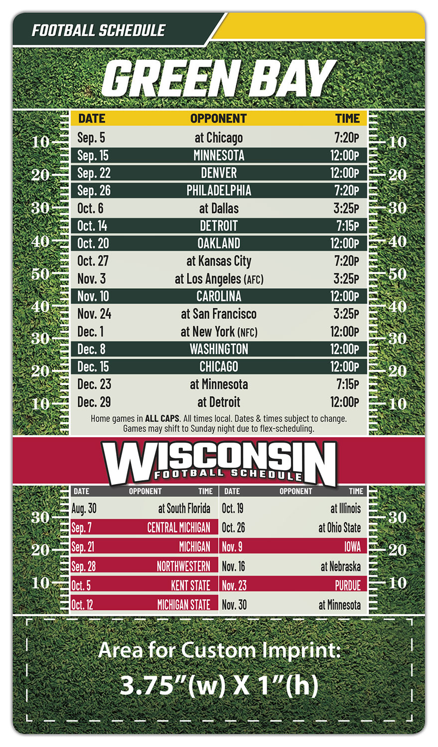 Magnet Football Sport Schedules - 4x7 Round Corners 1