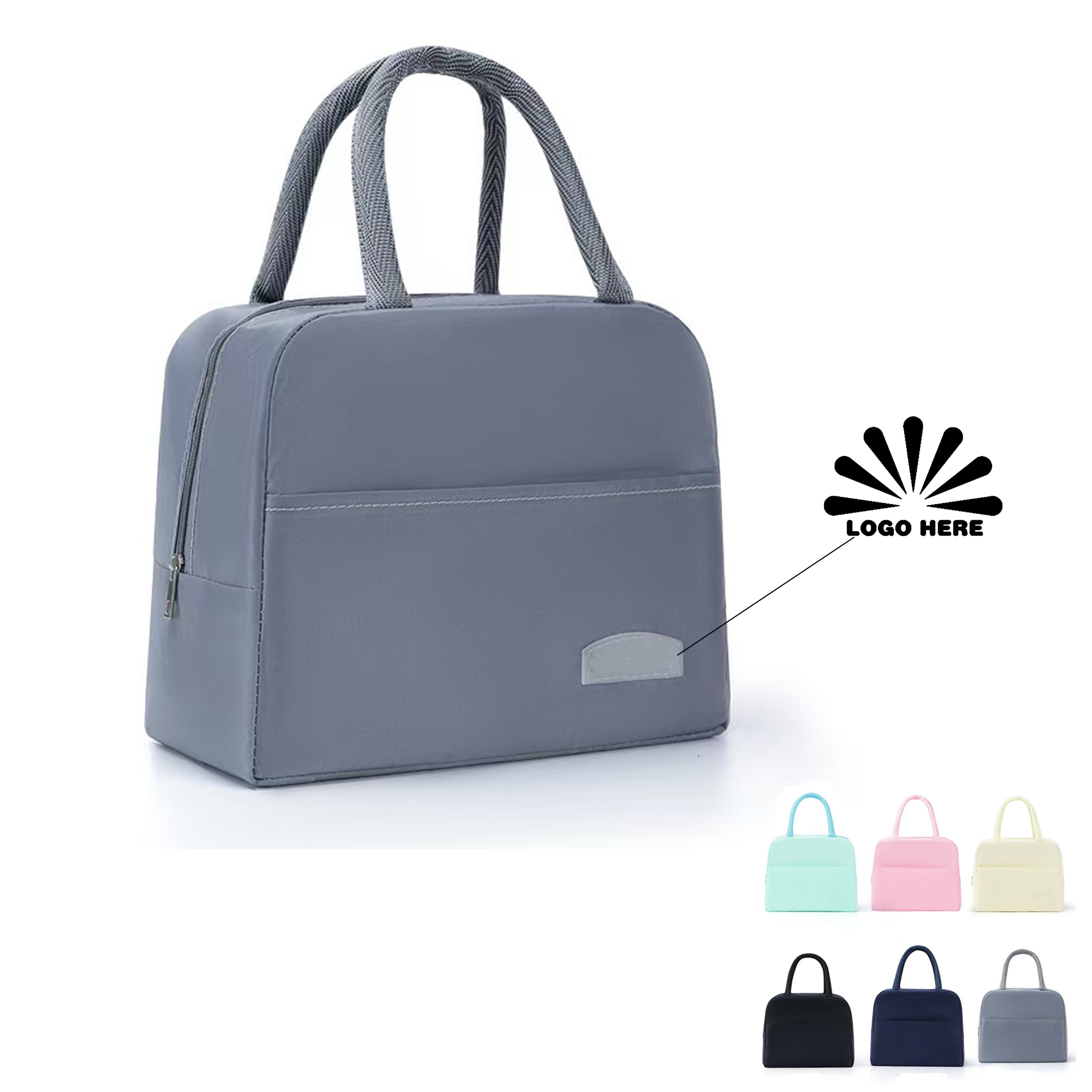 Simple Solid Color Lunch Bag With Customizable Logo 1