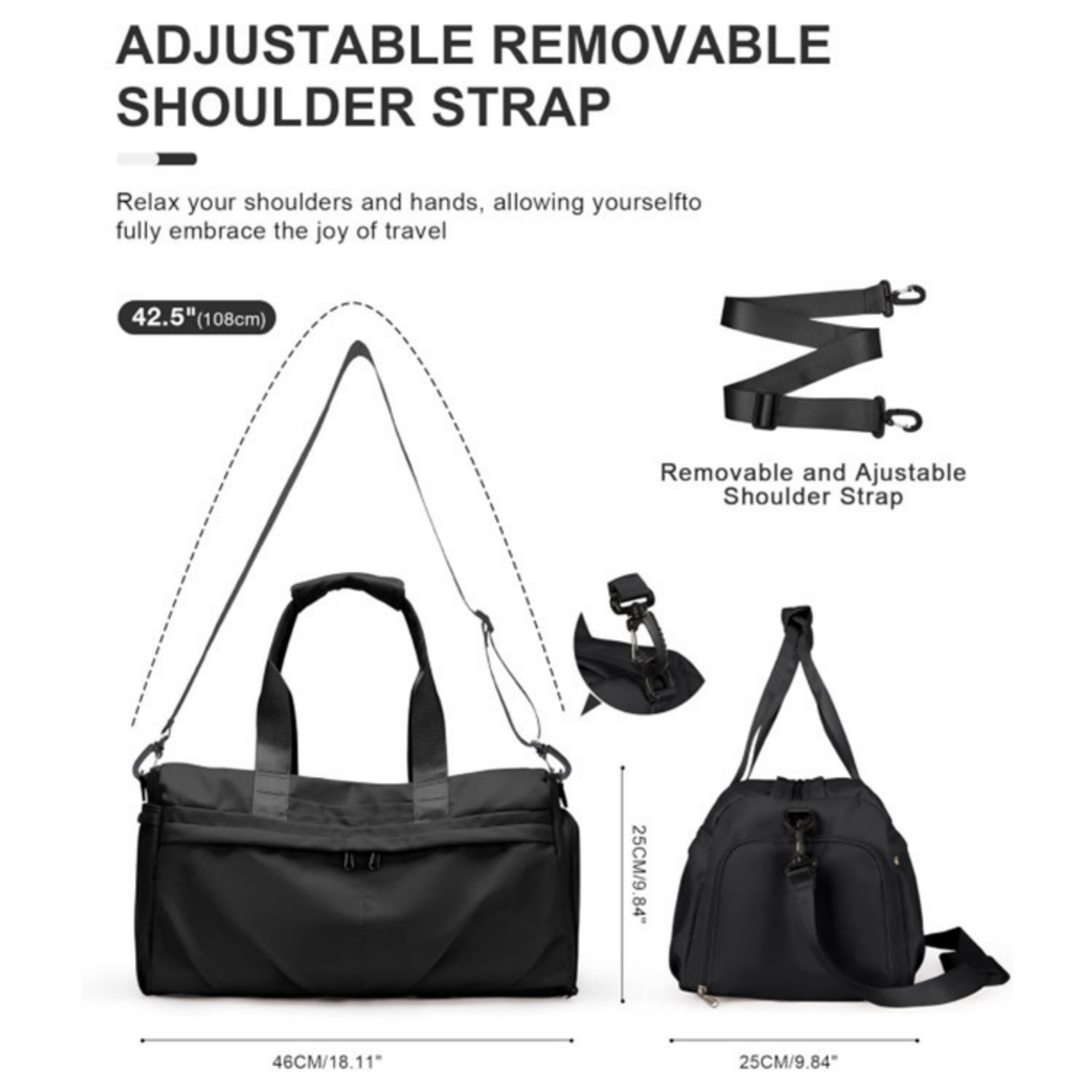 Travel Duffel Bag With Shoulder Strap 5