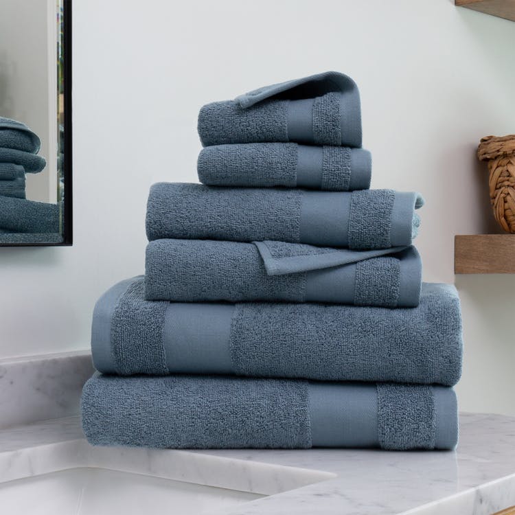 Bath Towel Sets - Light Blue 6 Piece 100% Cotton Ultra Soft 2