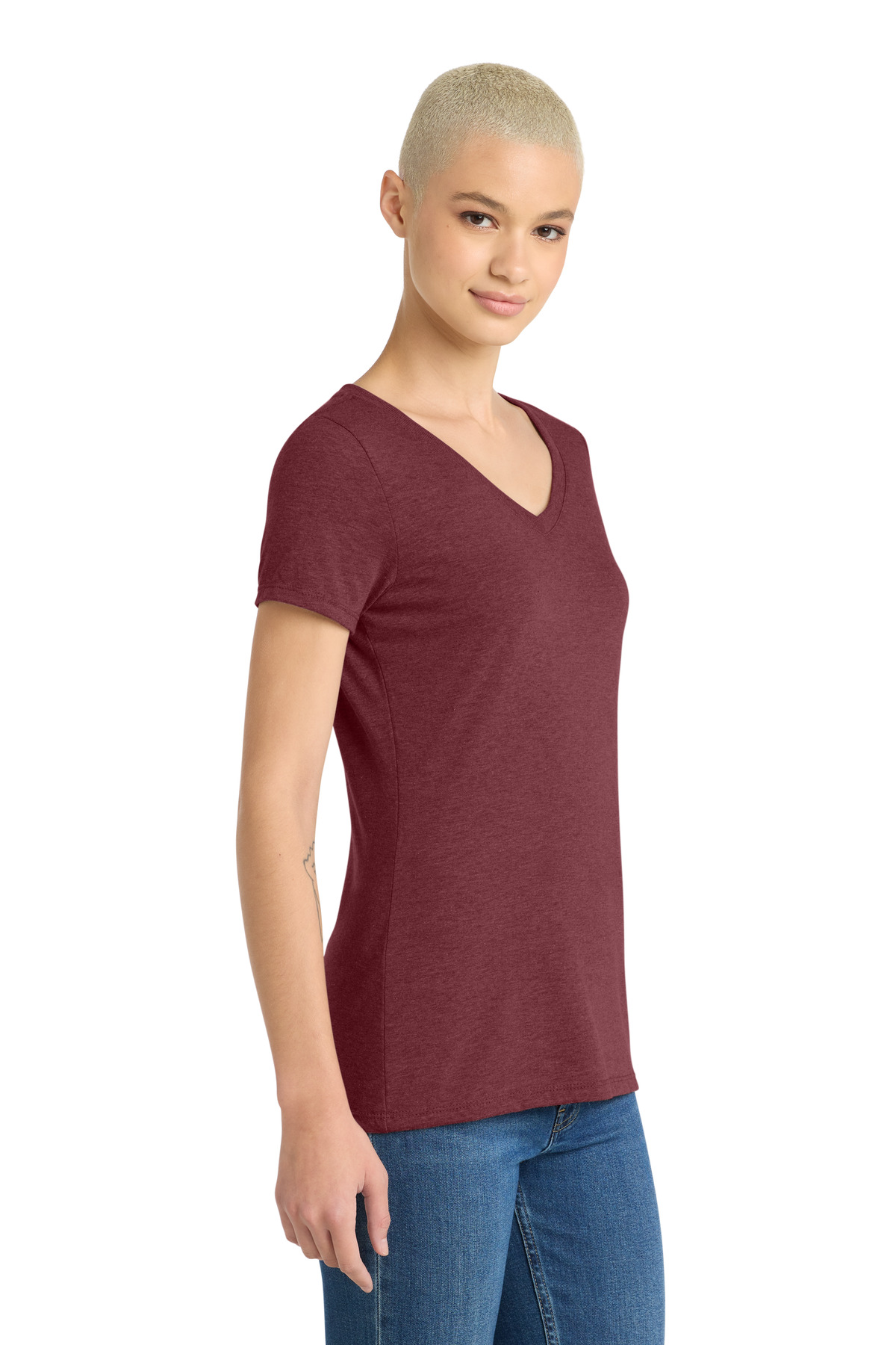 District Women's Perfect Tri V-Neck Tee. DM1350L 115