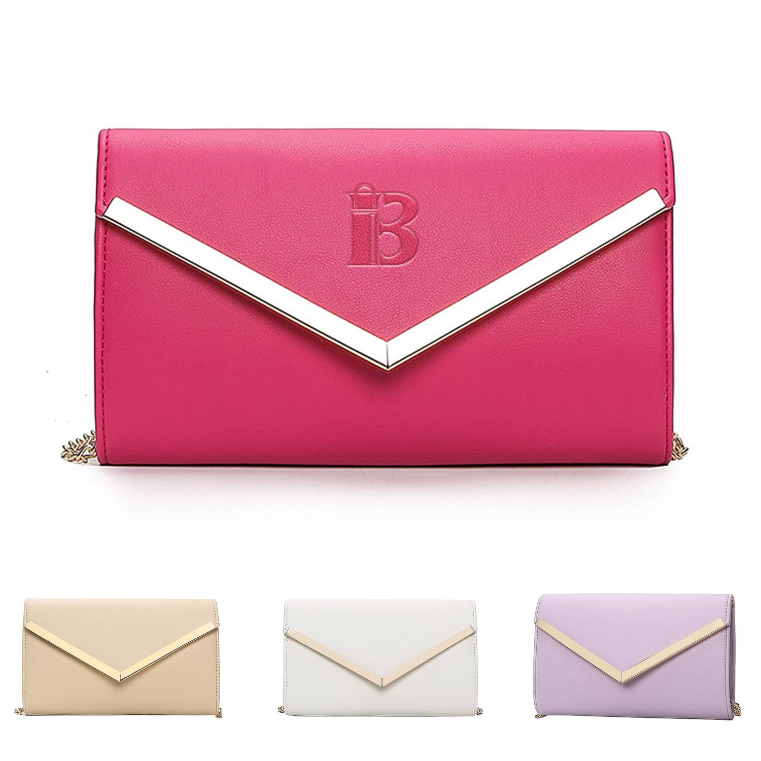 PU Leather Envelope Hardware Chain Diagonal Crossbody Bag 11