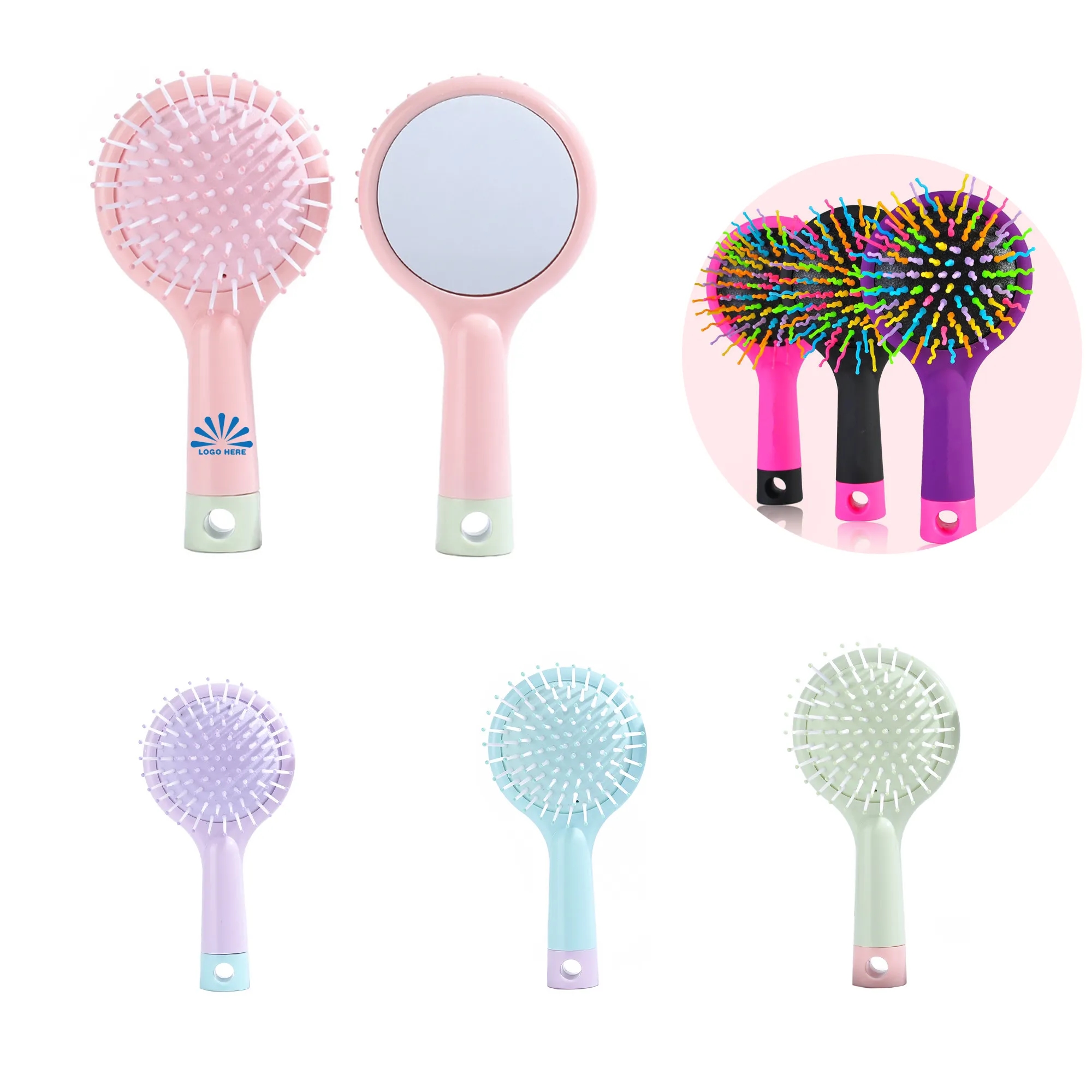 Custom Logo Mirror & Rainbow Comb