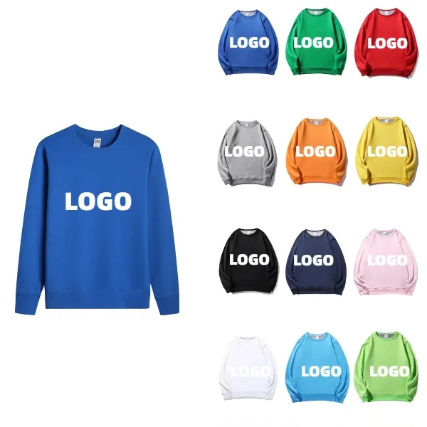 Casual Round Neck Long Sleeve Solid Color Sweatshirt, custom hoodie or sweatshirt with logo imprint 4