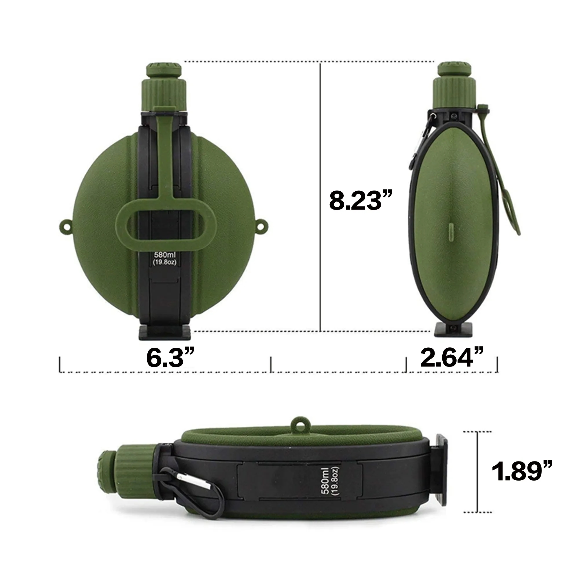 20oz Collapsible Outdoor Water Bottle With Compass 7