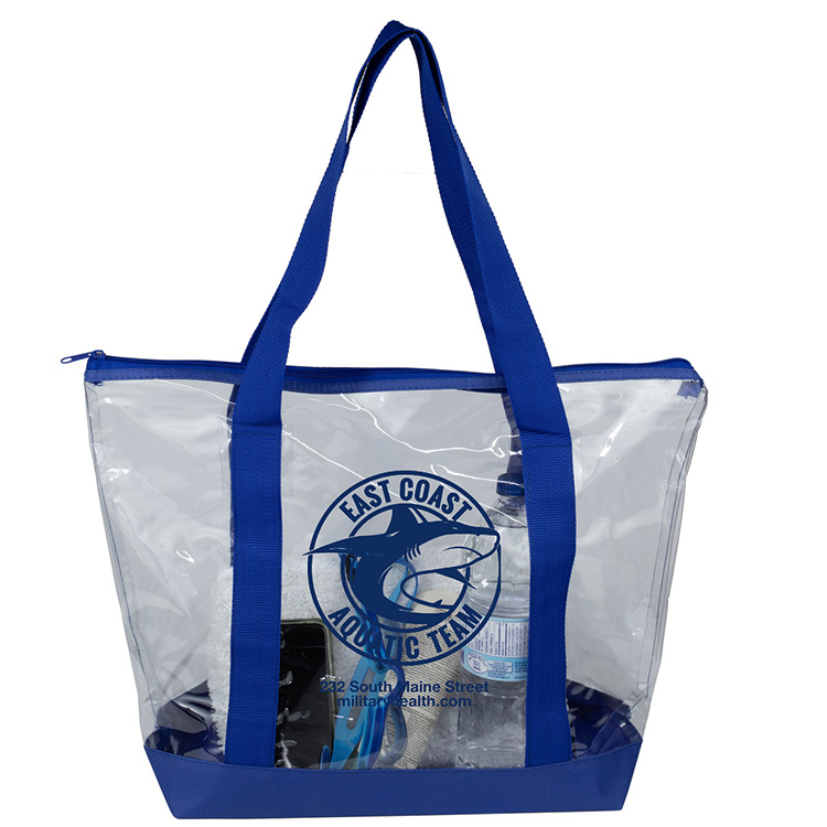 19"W x 13 ½"H x 6"Gusset - "BONDI" Jumbo Clear Zippered Tote Bag 10