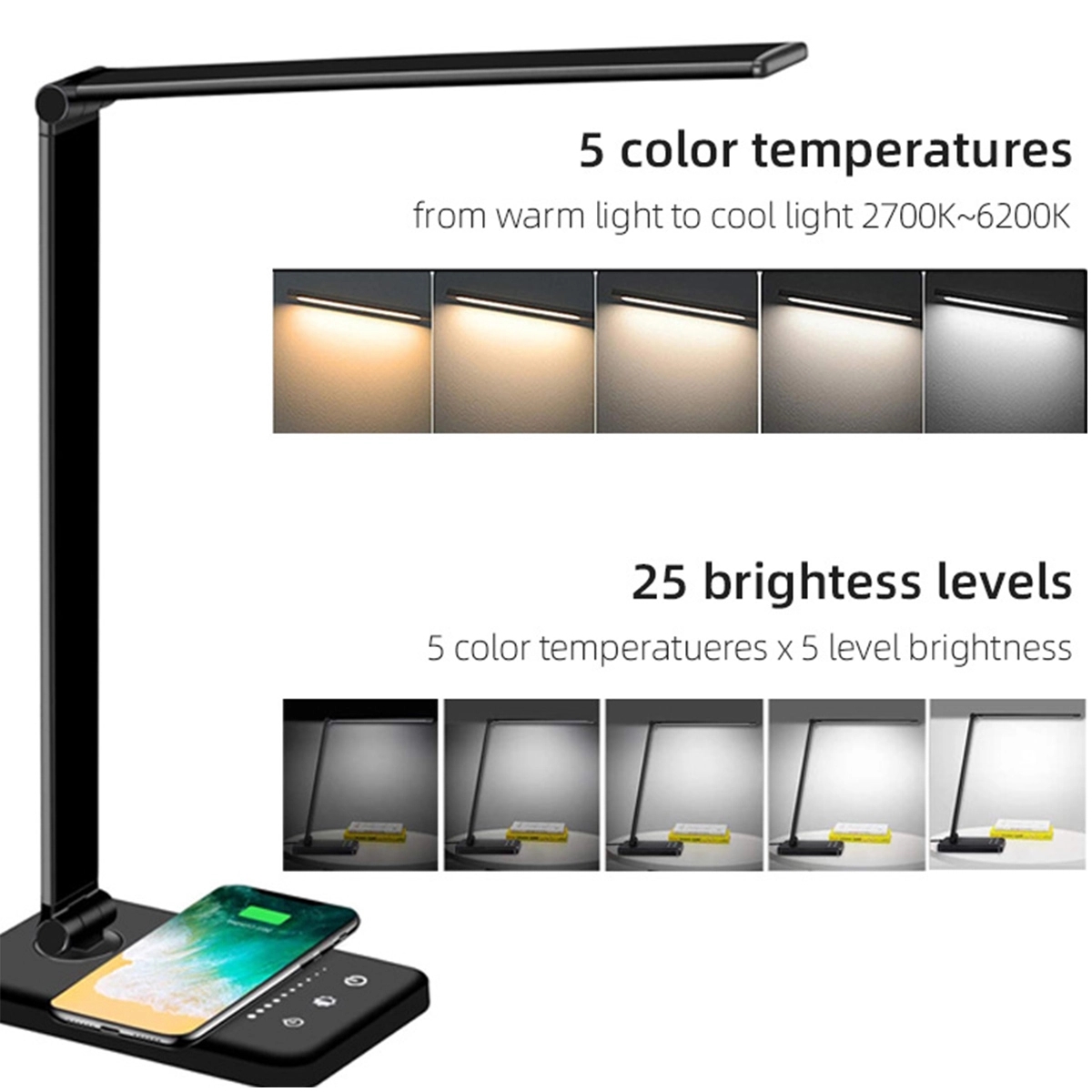 Multi-Functional Foldable LED Desk Lamp w/Wireless Charger 6