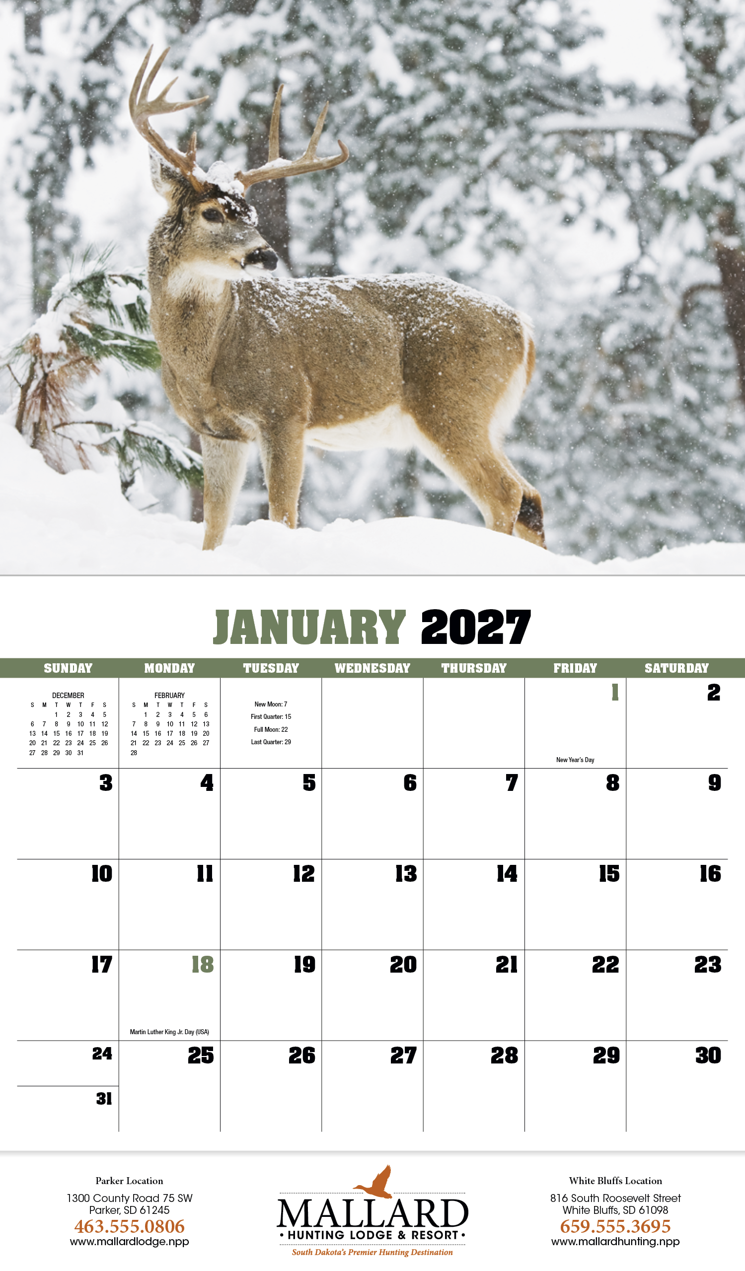 HotLine® Products Trophy Whitetail Deer Appointment Calendar - Stapled 27