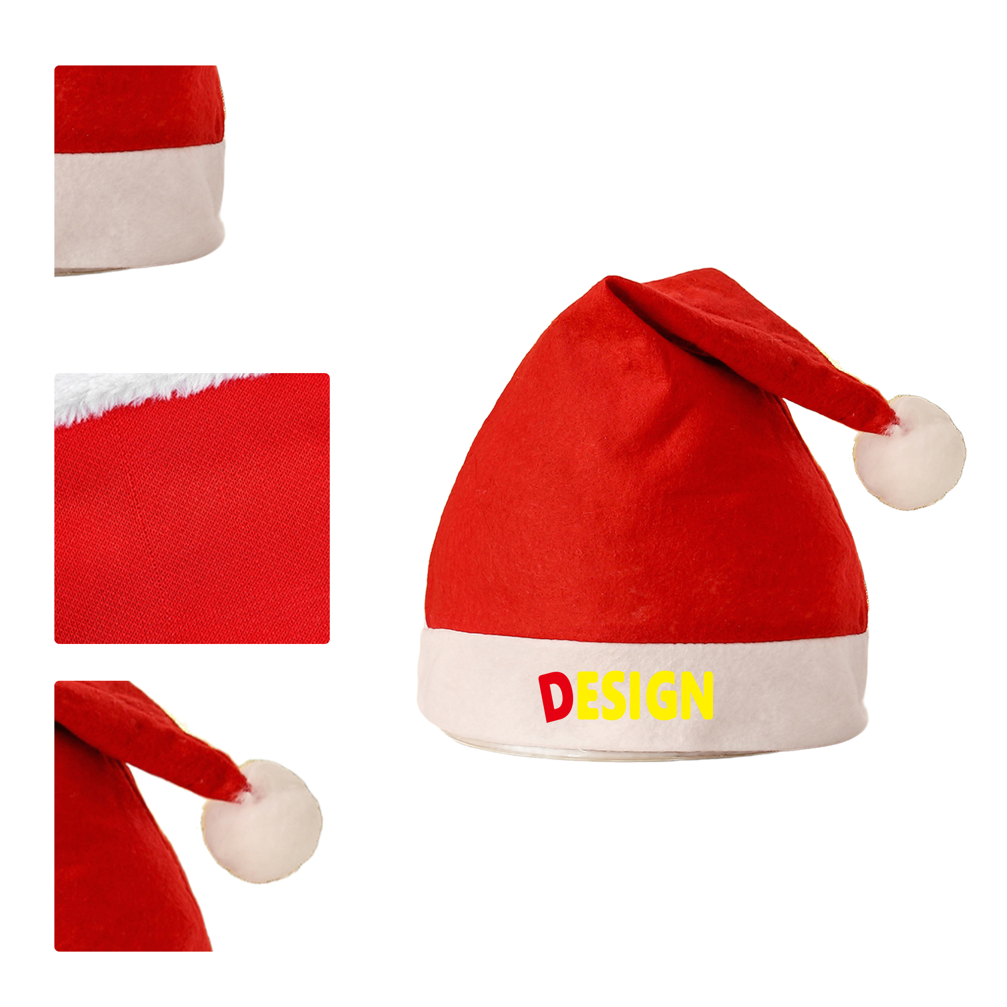 MOQ 50 Children Cartoon Santa Hat Plush Trim 2