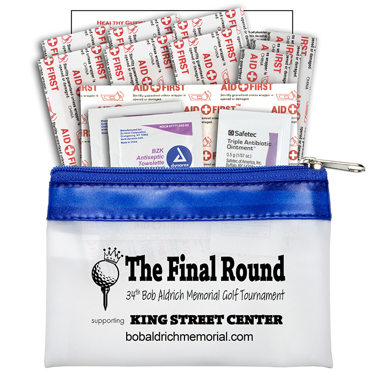 "SAFETY-ON-THE-GO" 14 Piece First Aid Kit in Colorful Zipper Vinyl Pouch 28