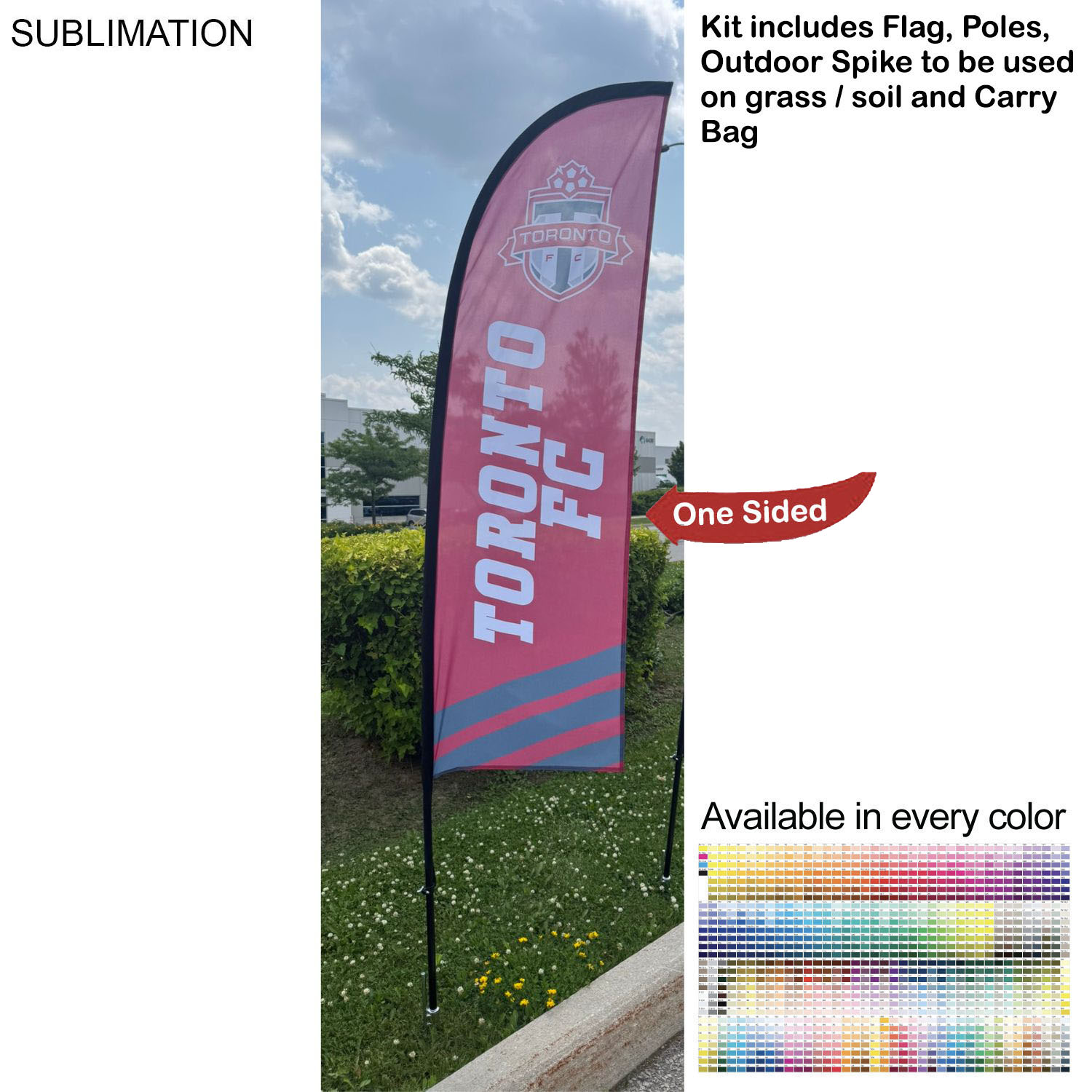 8.5' X-Small Feather Flag Kit, Full Color Graphics One Side, Outdoor Spike base and Bag Included 11