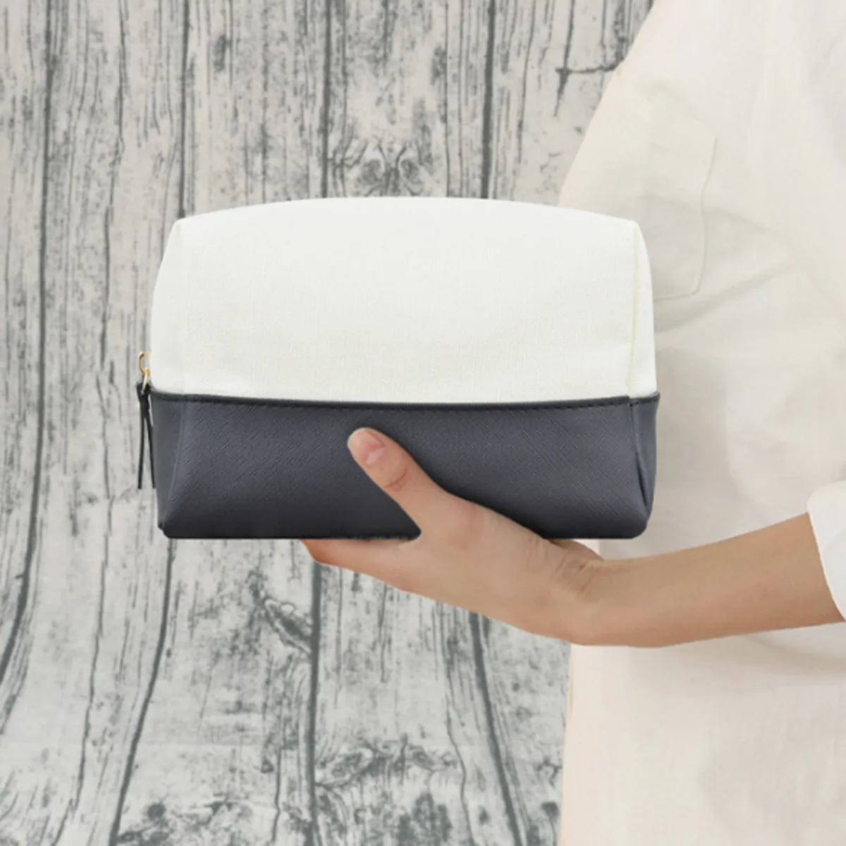 7L Canvas & PU Leather Zippered Cosmetic Makeup Bag 6