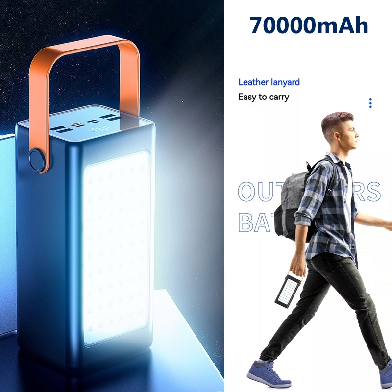 70000mAh 66W Super Fast Charging Camping Lamp Power Bank 5