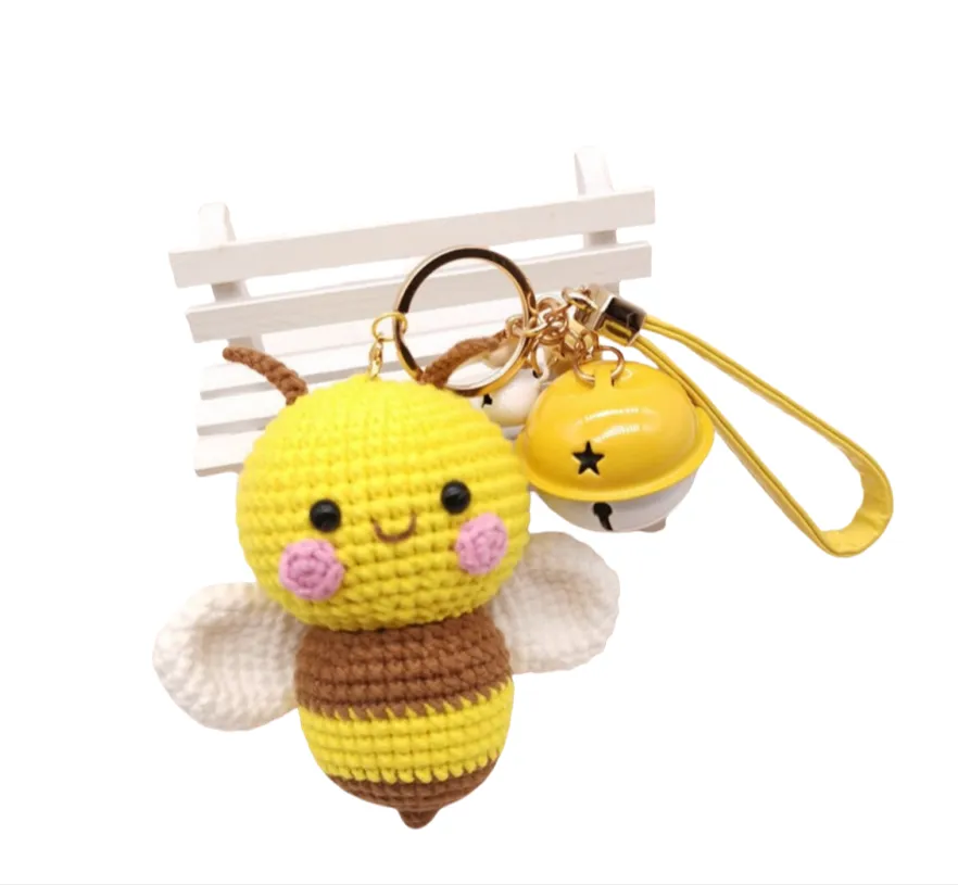 Handmade Crochet Bee Keychain 6