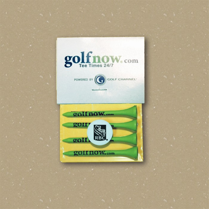 Headcard Golf Tee Poly Bag Pack w/ Four 2 3/4" Tees & 1 Marker 1