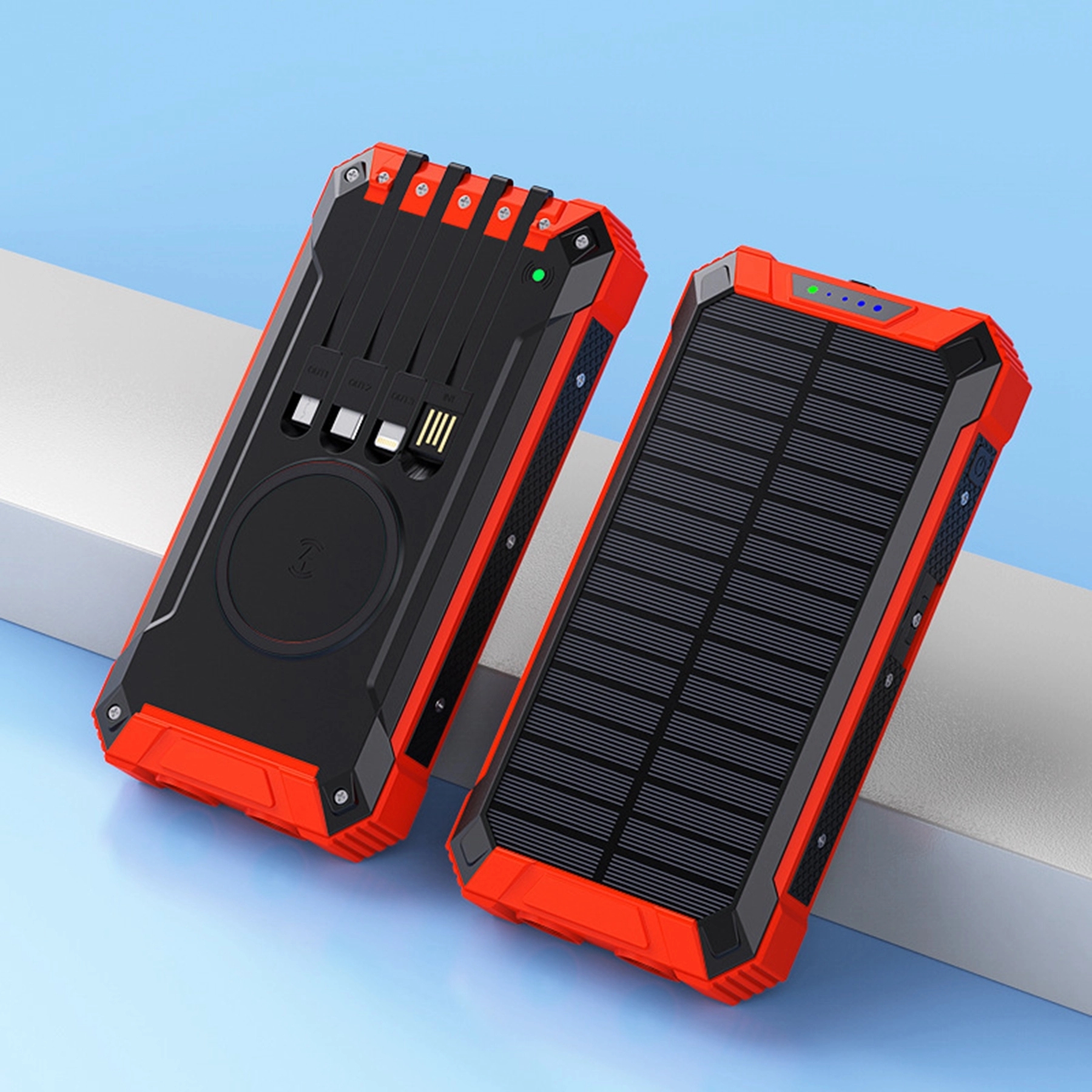 20000 mAh Solar Wireless Power Bank Charger with Cable 3