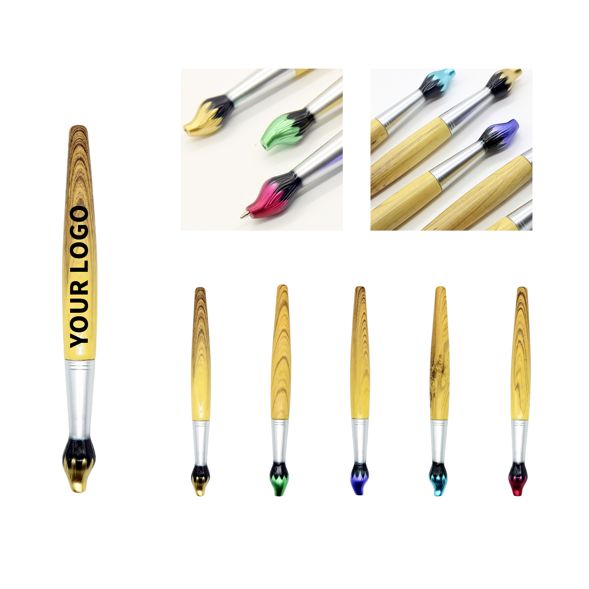 Brush Style Ballpoint Pen Plastic Barrel 6.06" 2