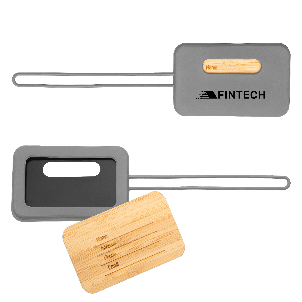 First Class Bamboo & Silicone Luggage Tag 4