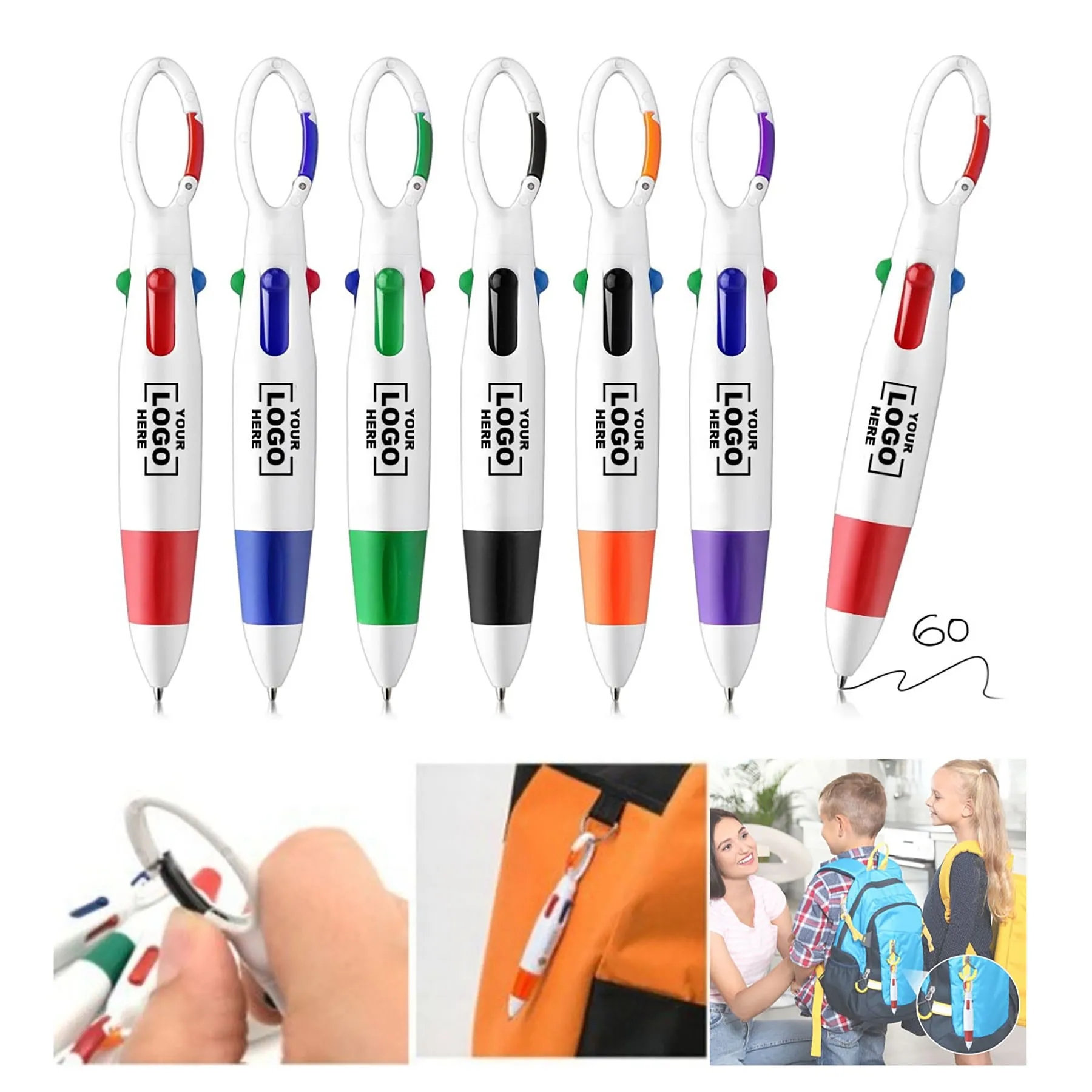 Retractable Shuttle Pens with Buckle Clip 4