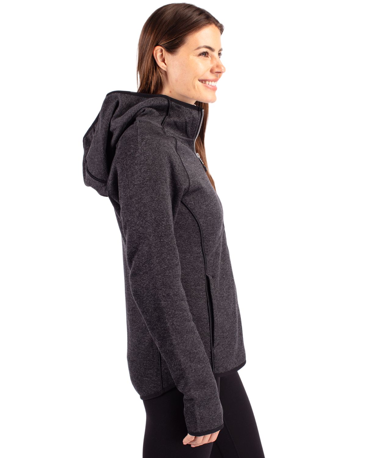 Cutter & Buck Mainsail Sweater-Knit Womens Full Zip Hooded Jacket 47