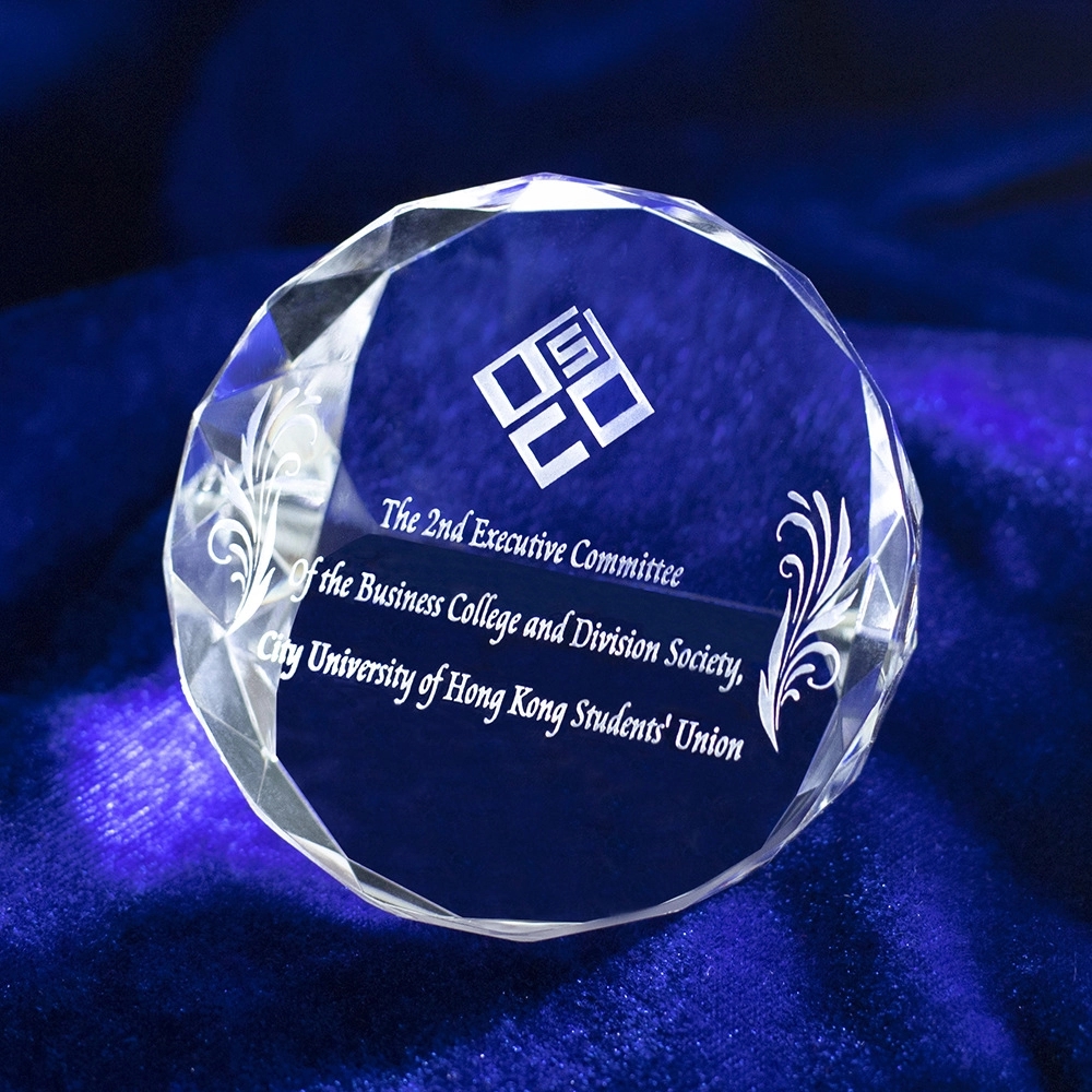 Multifaceted Crystal Round Paperweight 5