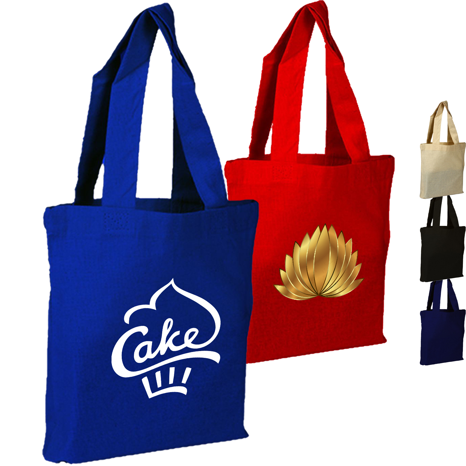 100% Cotton Canvas Sheeting Medium Tote Bag w/ Mini Gusset USA Decorated (9" x 11") 1