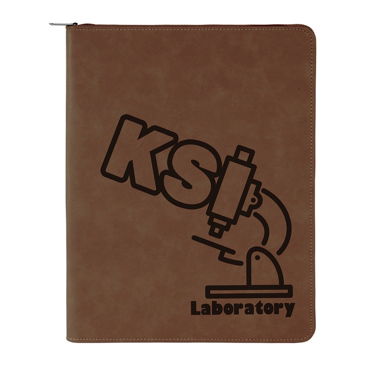 9" x 12" Leatherette Dark Brown Portfolio with Zipper 2